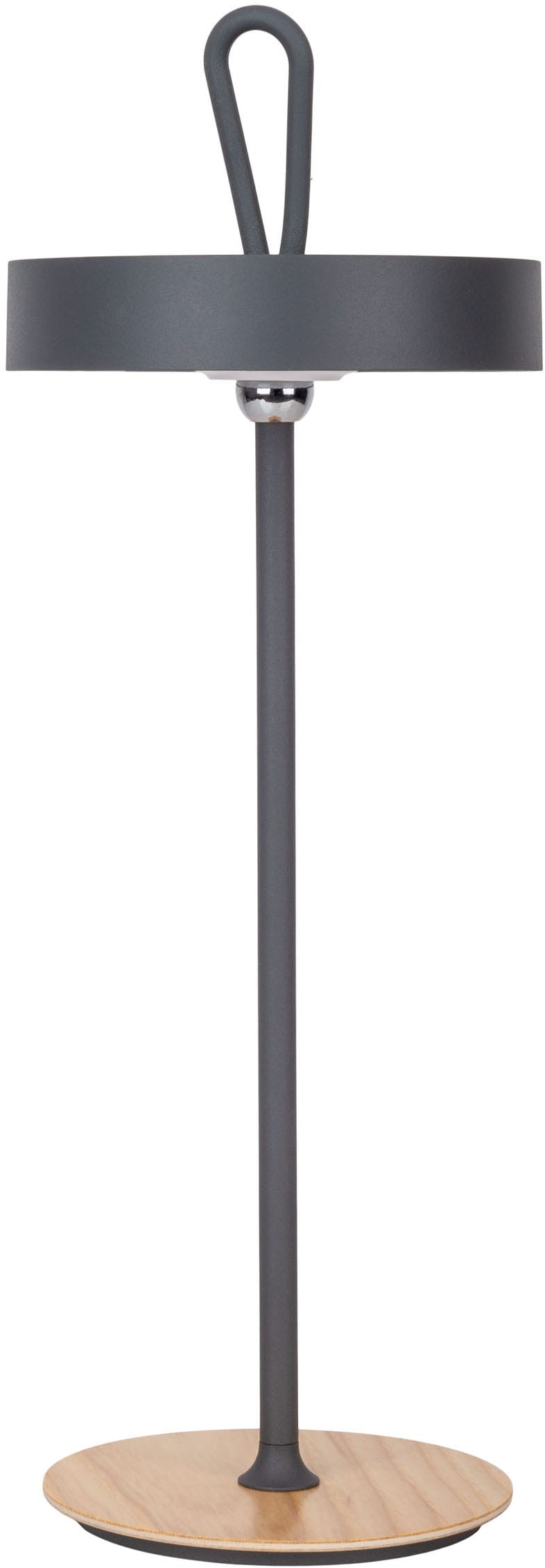 my home LED Tischleuchte »Charmont mit Holzfuß, abnehmbares Kopfteil als Hängeleuchte verwendbar« LED-Modul 1 Stk. Warmweiß aufladbar, inkl Akku + USB Kabel, Kopfteil magnetisch, abnehmbar, Holz