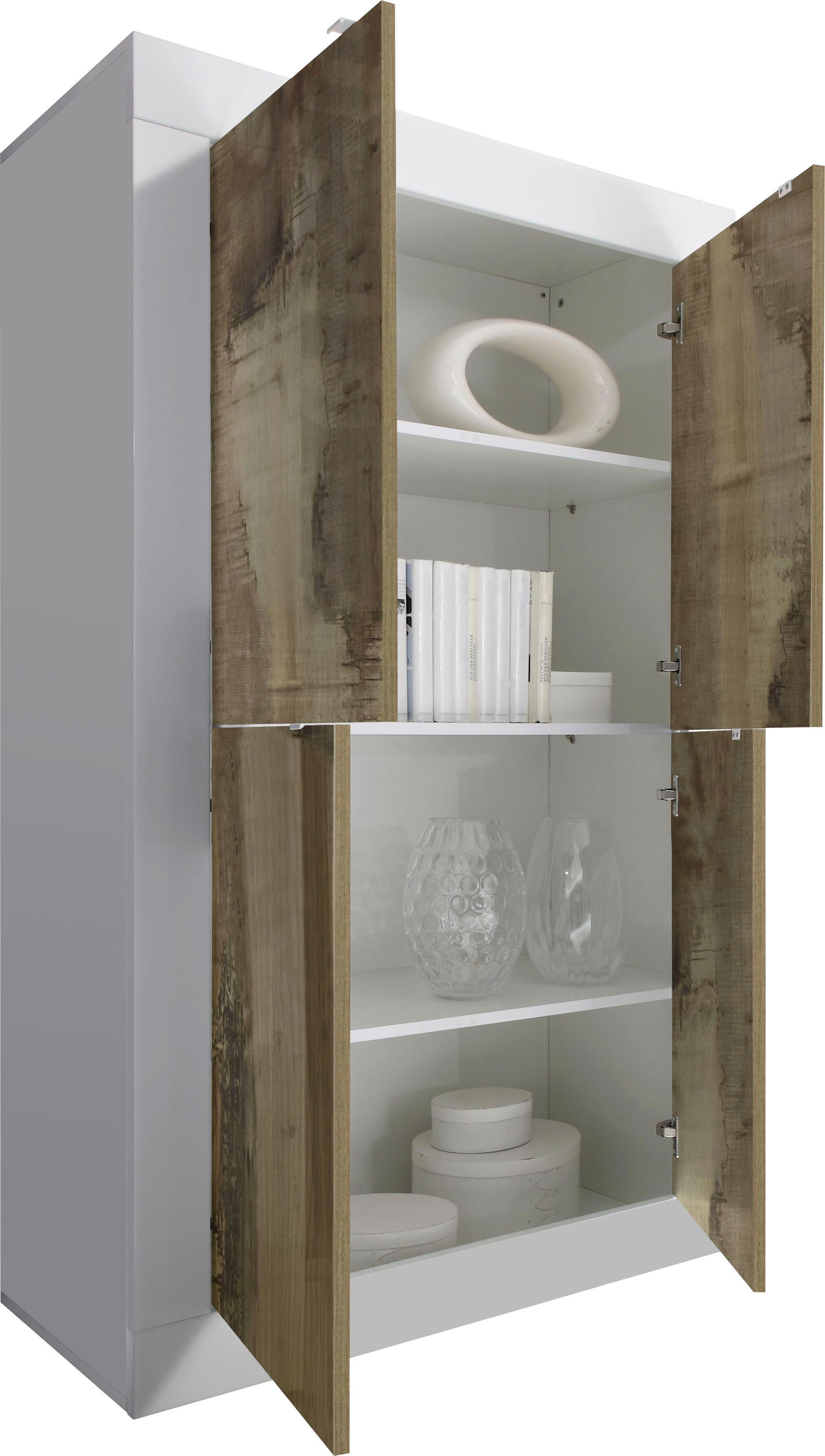 Thumbnail - Home affaire Highboard "Basic Höhe 162 cm, Breite 102 cm, Kommode 4 Türen, Hochkommode" Metallgriff, moderne Rahmenoptik...