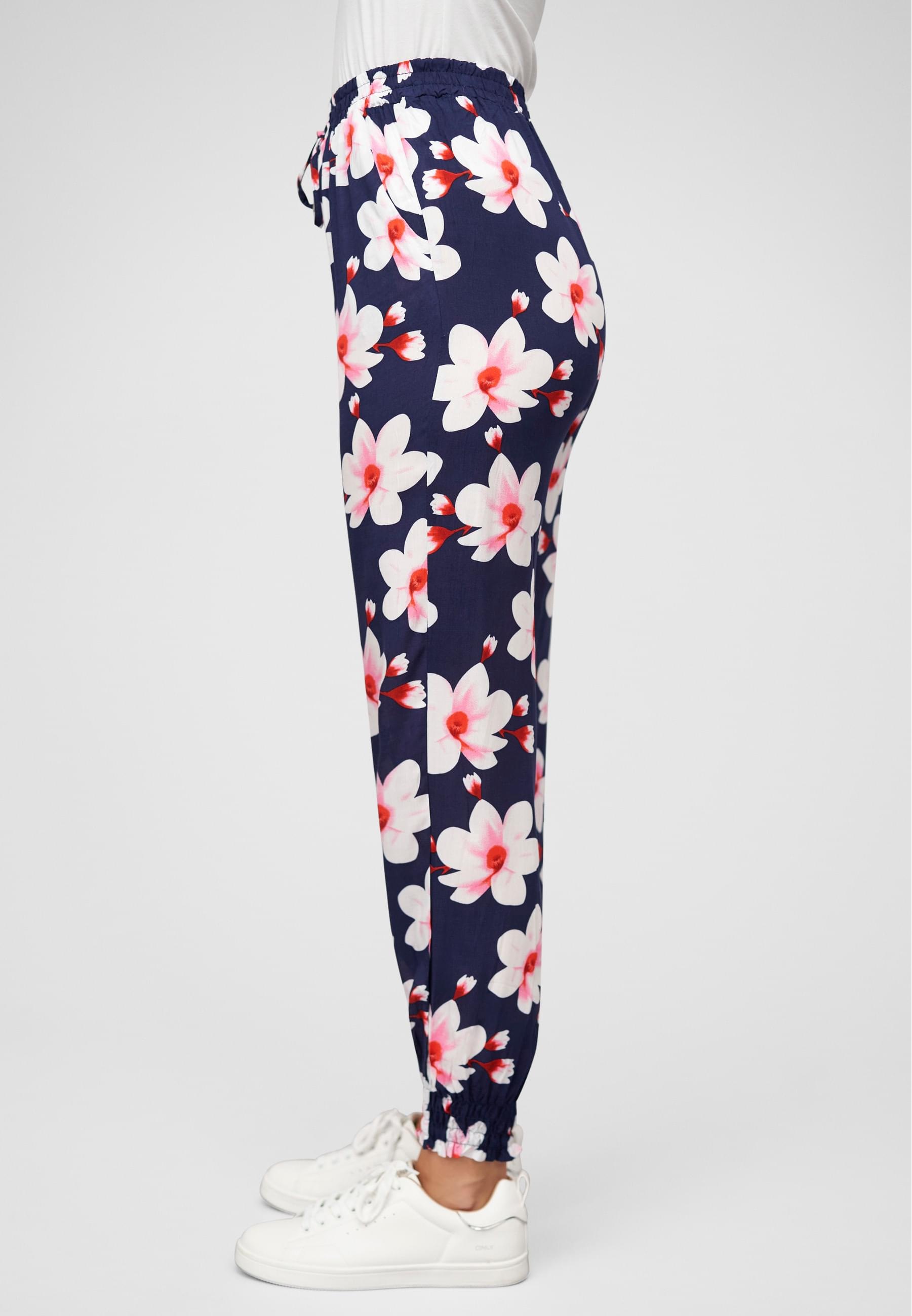 CLOUD 5IVE Stoffhose »CLOUD 5IVE Viskose Hose mit Bündchen 2-Pockets & Big Flowers«