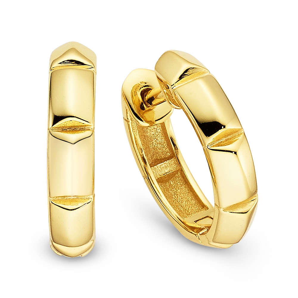 Paar Creolen BRUNO BANANI "Schmuck Geschenk Klappcreole Silber gelbgoldfarben vergoldet", gelbgoldfarben, Ohrringe, Damen, 13mm, Silber 925 (Sterlingsilber)