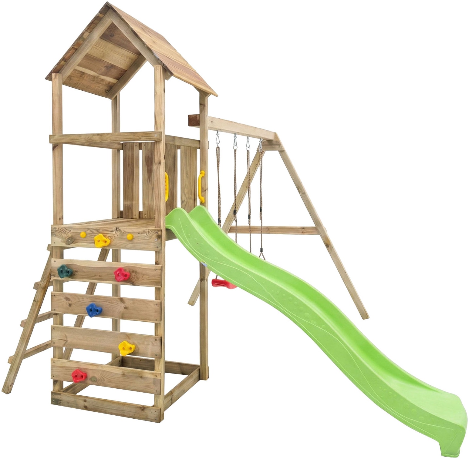 FUNGOO Spielturm »MaxPlay 2.2« mit Rutsche, Doppelschaukel und Kletterwand