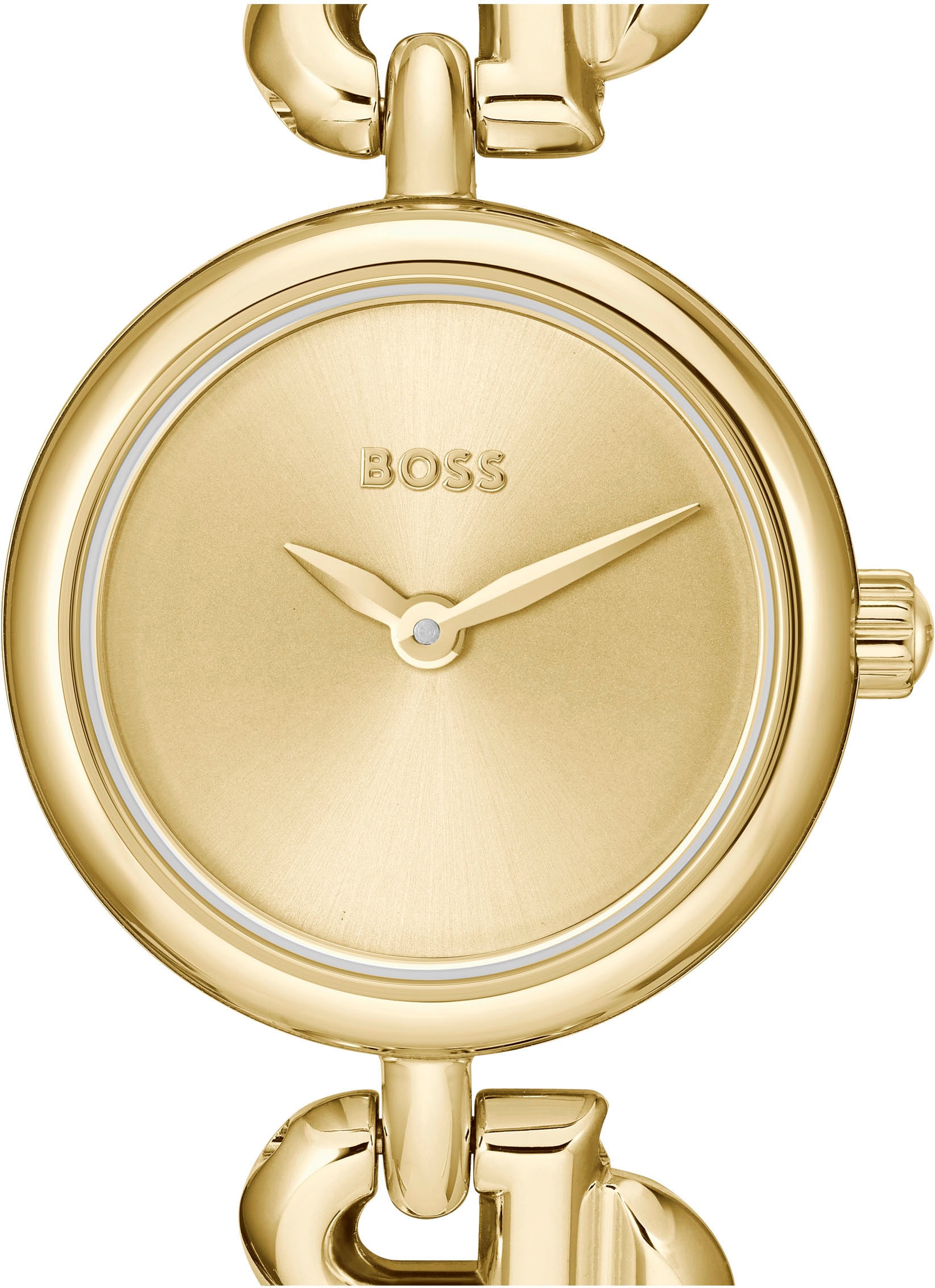 BOSS Quarzuhr »DOUBLE B DRESSY«, Armbanduhr, Damenuhr, Edelstahlarmband, analog
