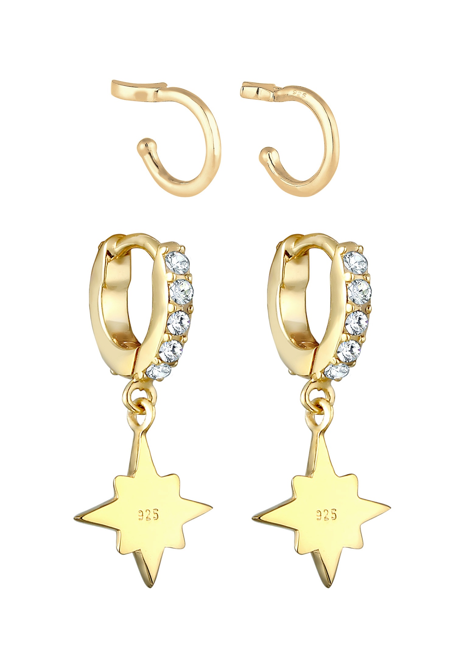 Elli Ohrring-Set »Set Creolen Earcuff Sterne 925 Silber«
