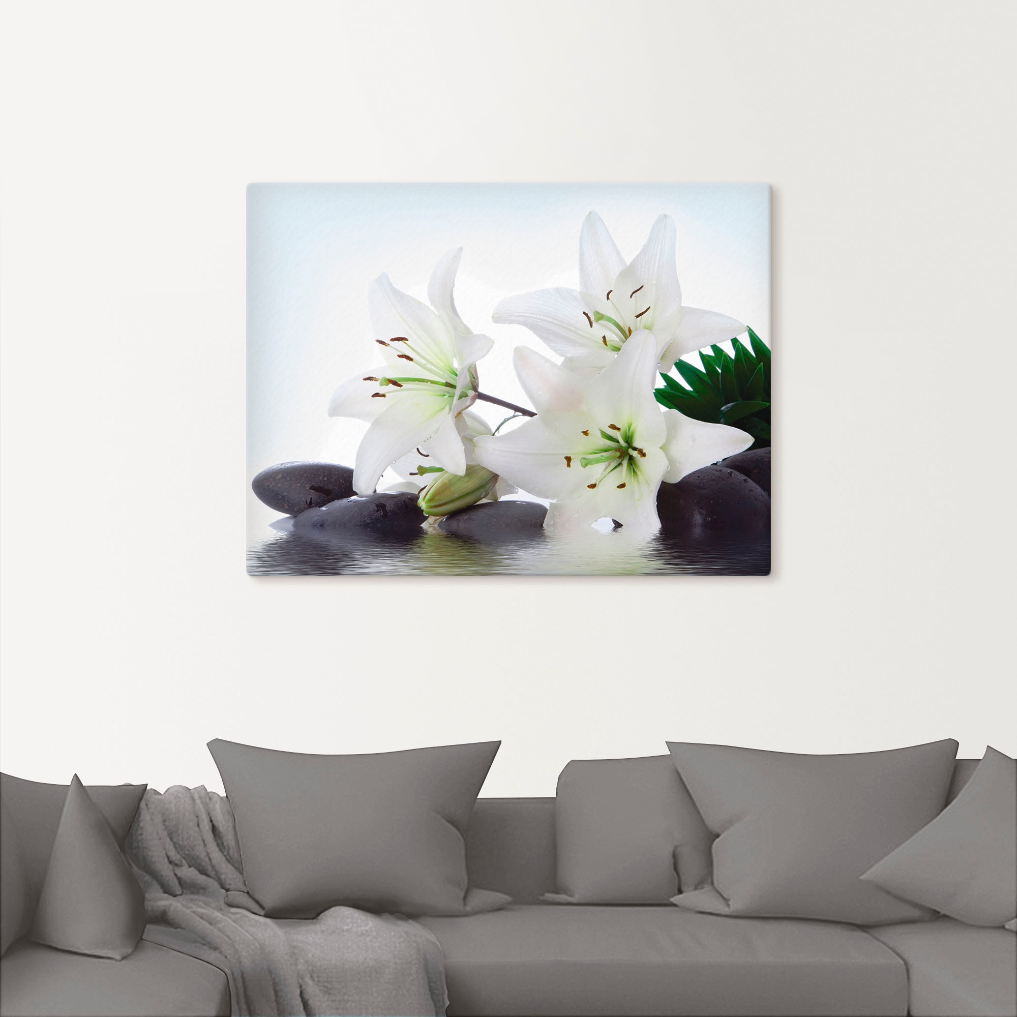 Artland Wandbild "Madonna-Lilien und Spasteine", Zen, (1 St.), als Leinwand günstig online kaufen