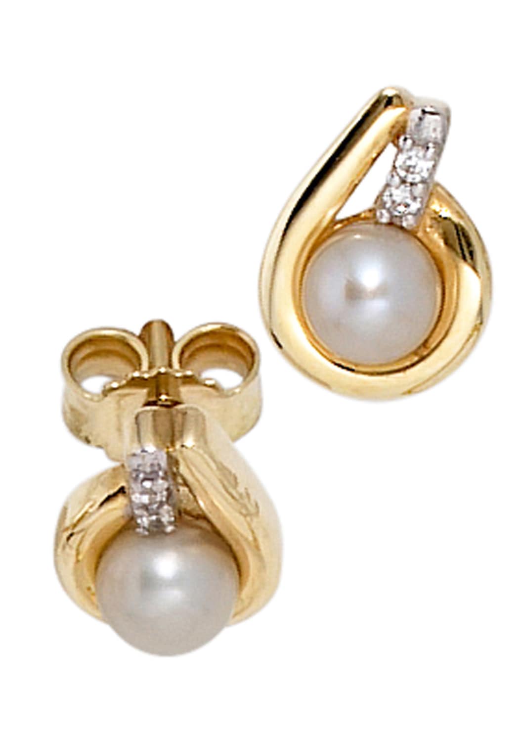 JOBO Perlenohrringe »Ohrringe in Bicoloroptik«, 333 Gold mit Süßwasser  Perlen und 4 Zirkonia kaufen | BAUR