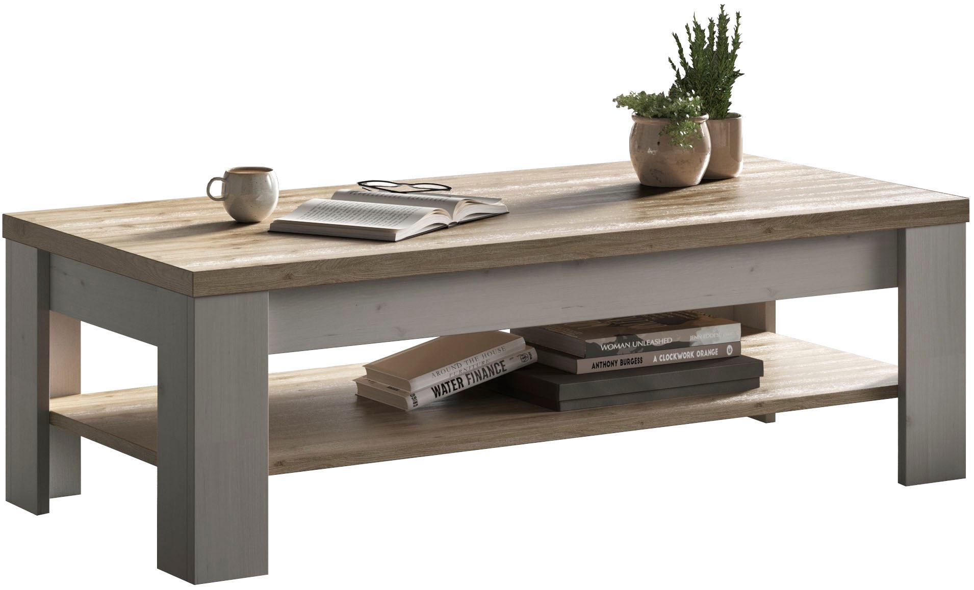 Thumbnail - OTTO home Couchtisch "Country 110 x 68 cm, Wohnzimmertisch mit Ablageboden," Sofatisch, zweifarbig, rechteckig, Tischpla...