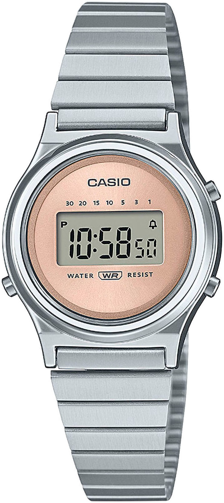 CASIO VINTAGE Chronograph, Quarzuhr, Armbanduhr, Damenuhr, Edelstahlarmband,digital,Stoppfunktion