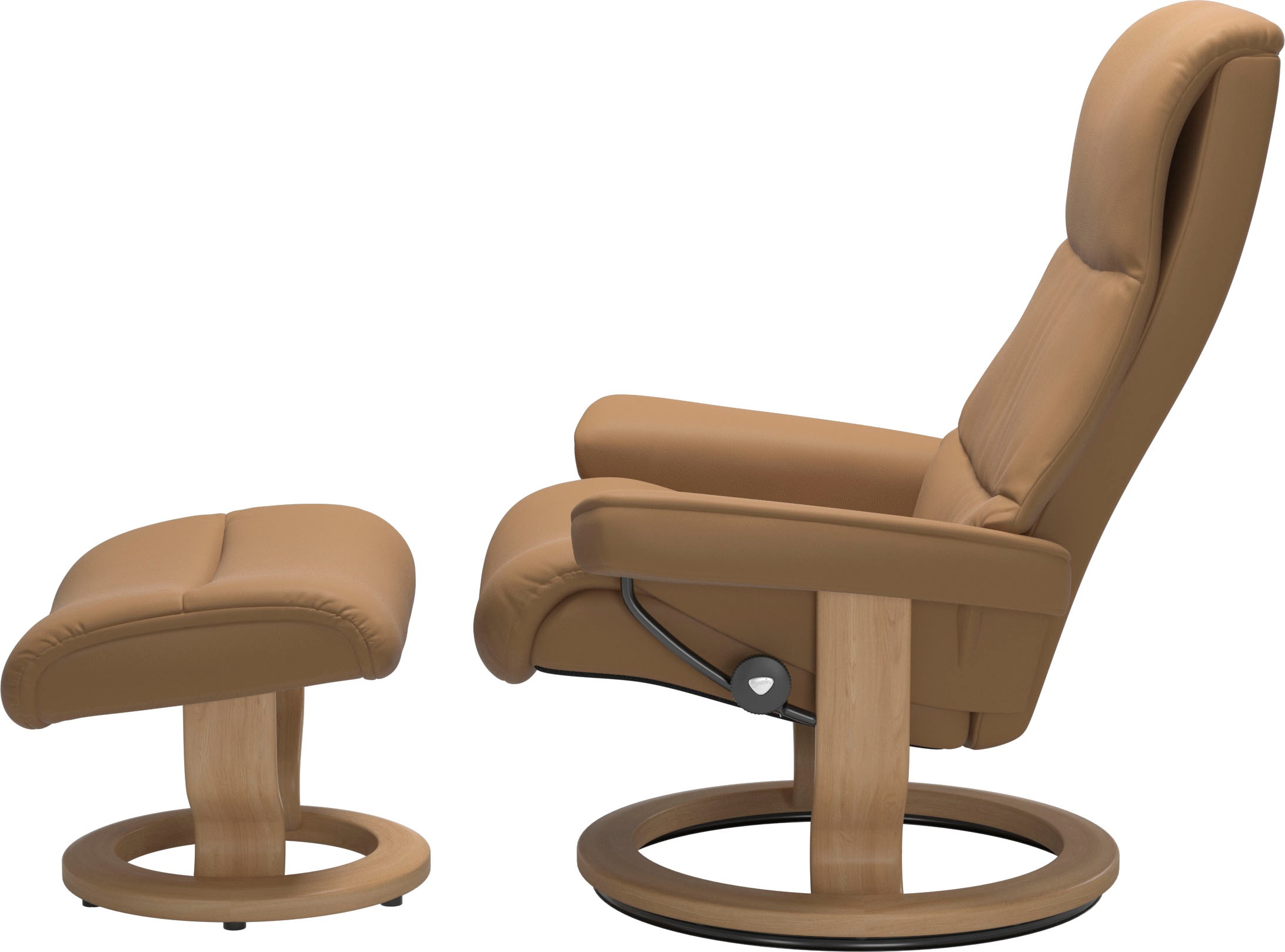 Thumbnail - Stressless Relaxsessel "View" Set, Relaxsessel mit Hocker, mit Classic Base, Größe M,Gestell Eiche