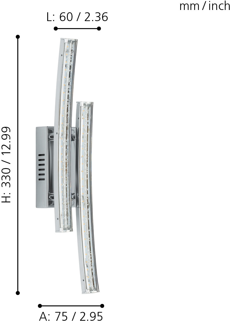 EGLO LED Wandleuchte »PERTINI«, 2 flammig, Leuchtmittel LED-Board | LED fest integriert