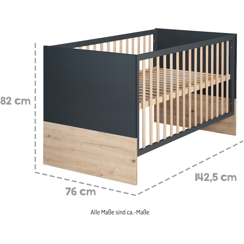 roba® Babyzimmer-Komplettset »Lenn«, (Set, Babybett 70x140 cm, Wickelkommode, Kleiderschrank)