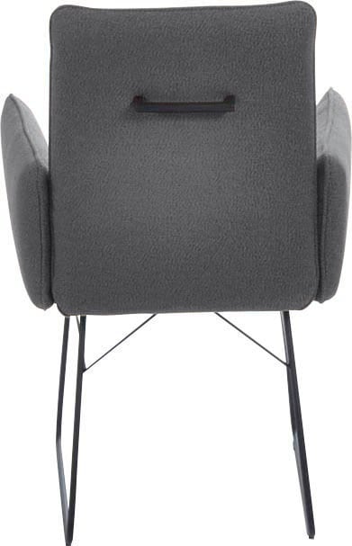 K+W Komfort & Wohnen Armlehnstuhl, 1 St., Flachgewebe Q2 2250, Drahtkufengestell in Metall schwarz, Griff am Rücken, Steppung im Sitz
