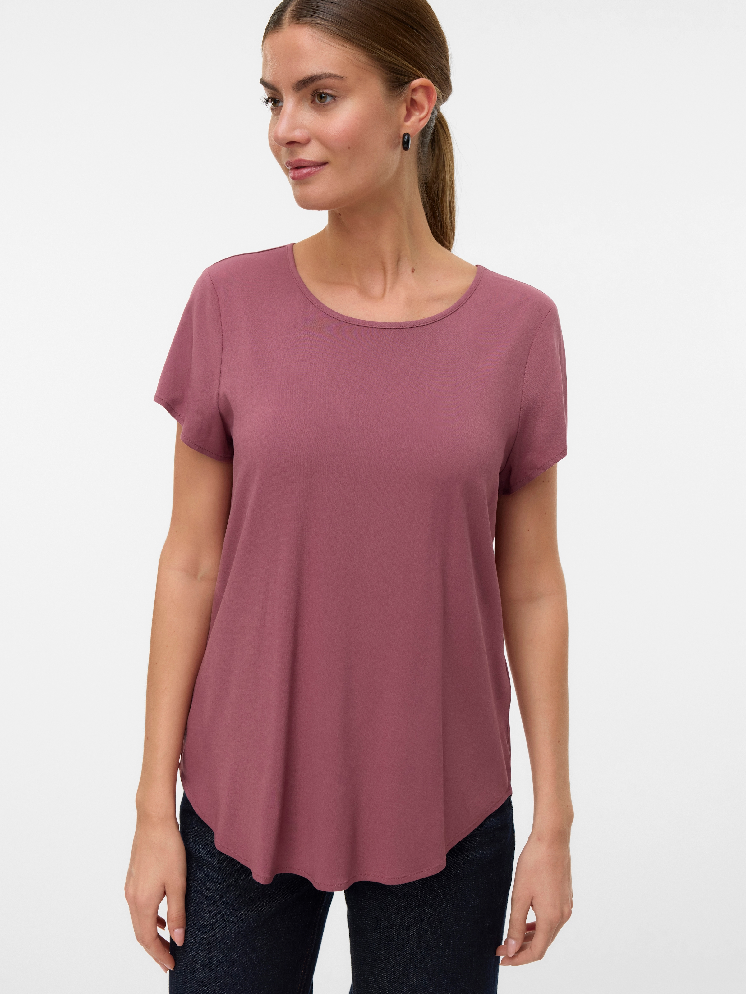 Vero Moda "VMBELLA SS TOP WVN GA NOOS" Viskosemischung, abgerundeter Saum günstig online kaufen