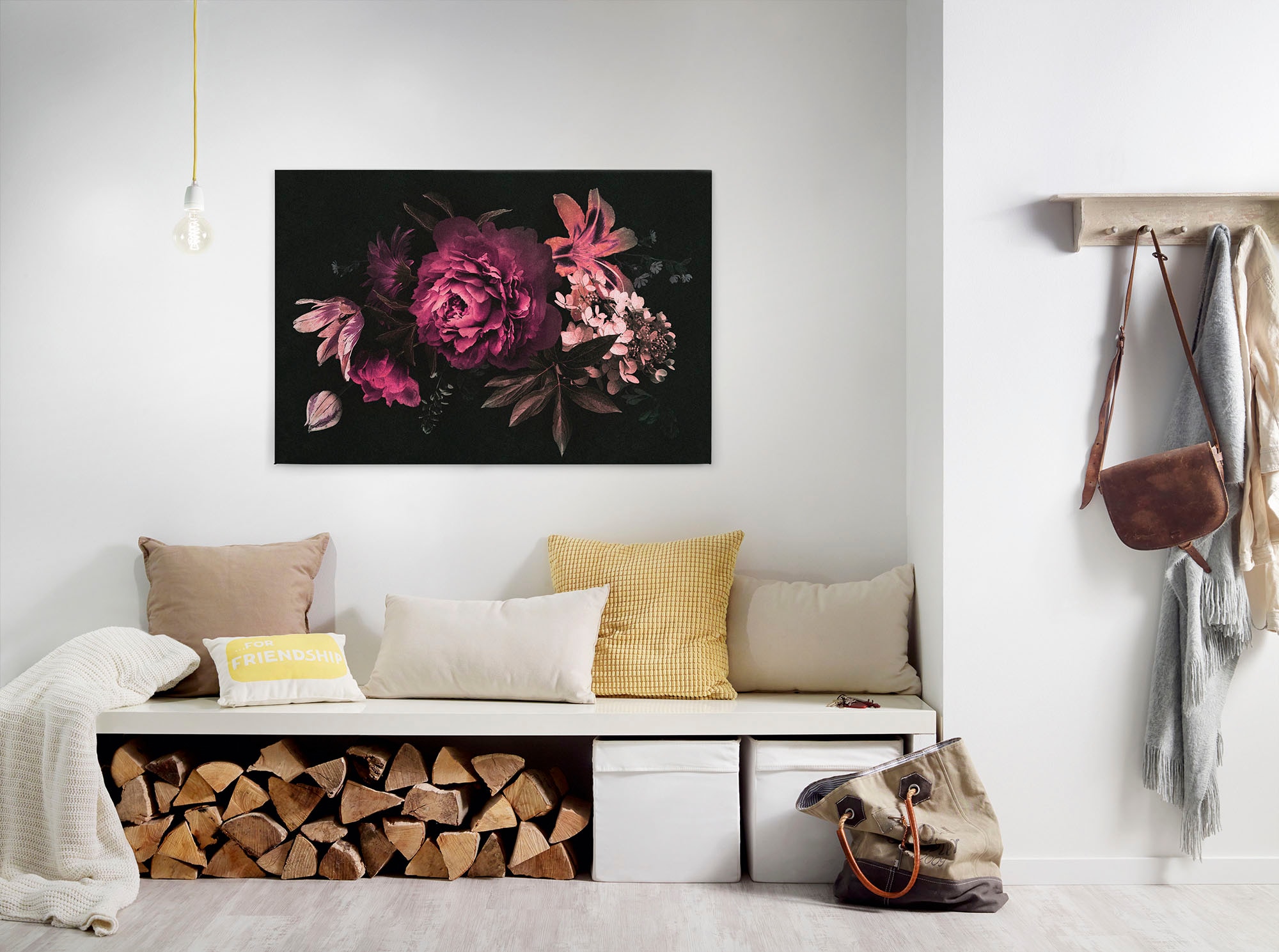 A.S. Création Leinwandbild "drama queen 3" Blumen Kunst 1 Stk. tlg. Keilrahmen Floral Blumen Schwarz Pink Leinwand-Bild Wohnzimmer modern