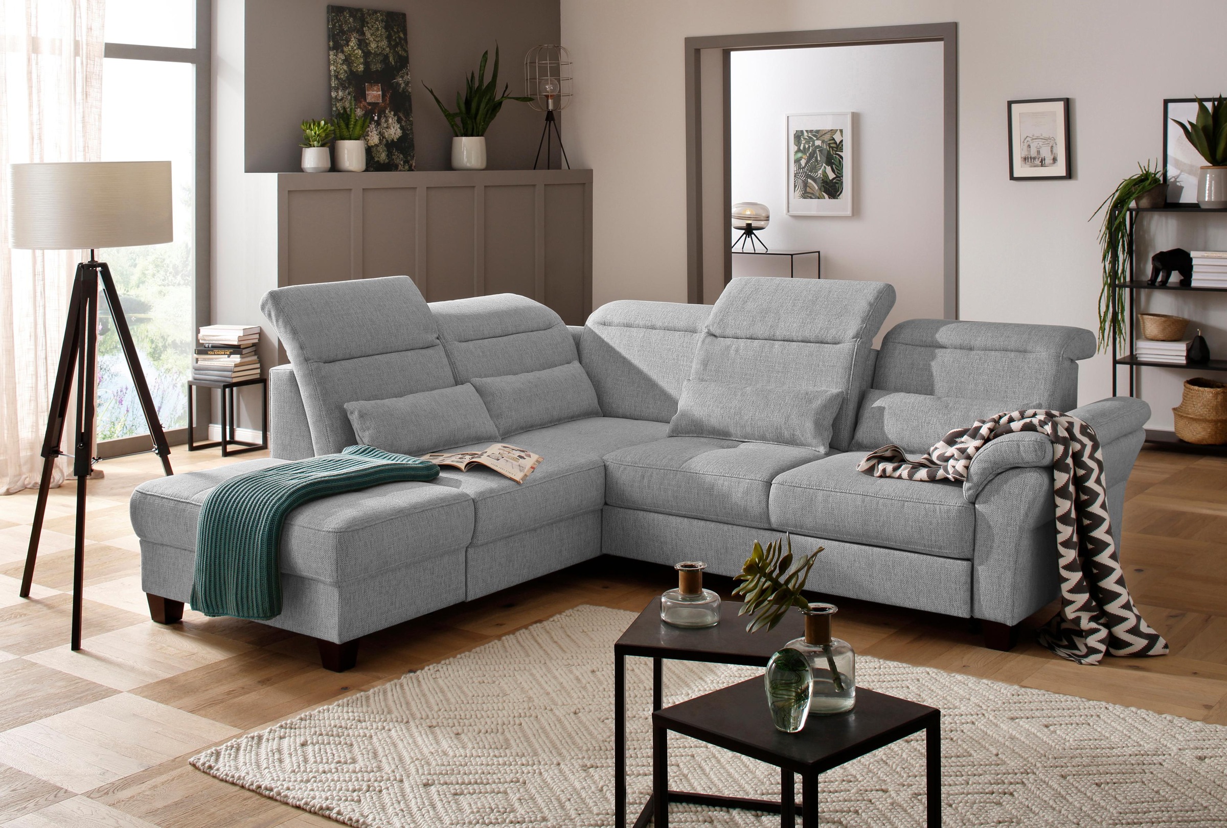 Home affaire Ecksofa "Solvei L-Form" wahlweise auch mit Kopfteilverstellung günstig online kaufen