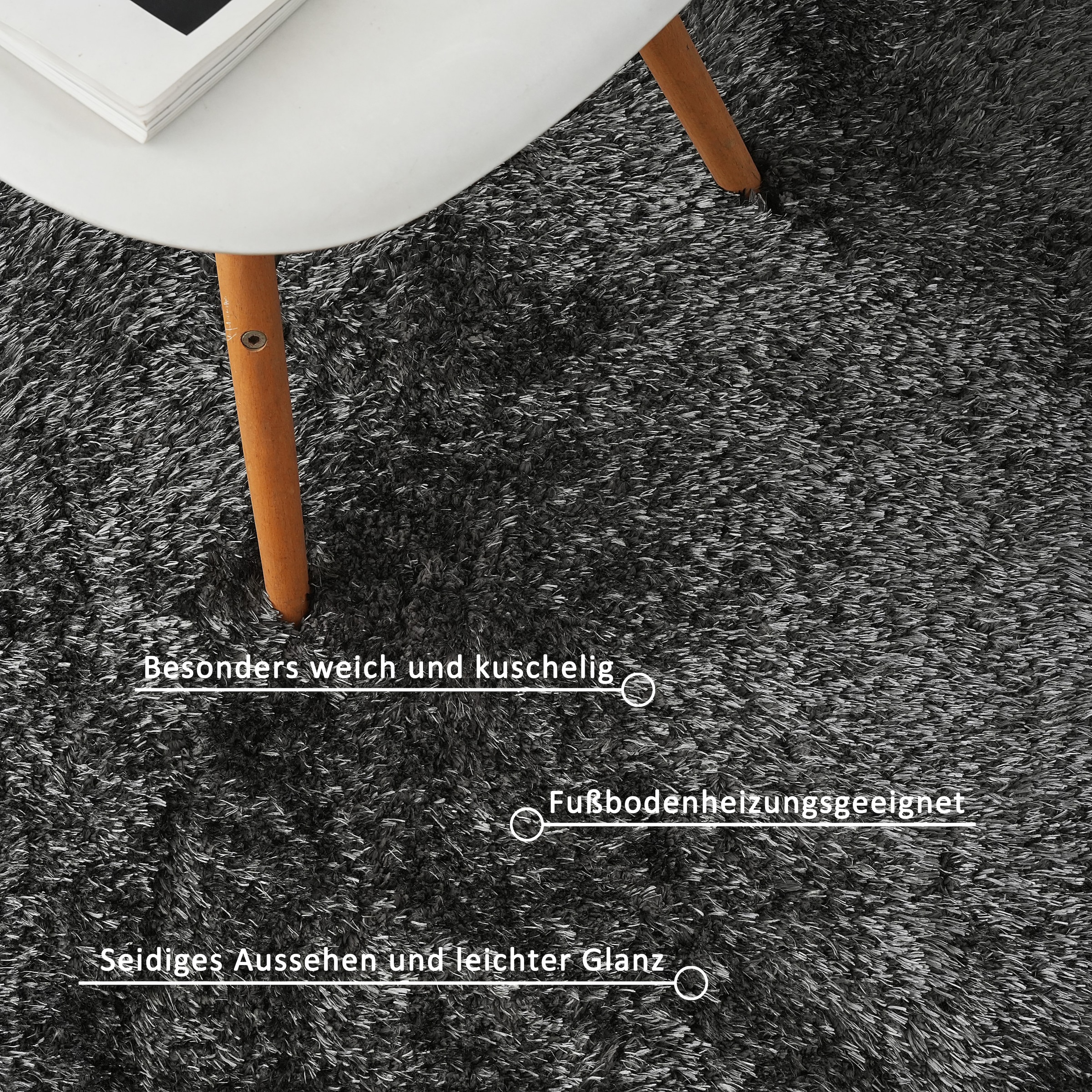 my home Hochflor-Teppich »Micro Shaggy, aus weicher Mikrofaser«, rechteckig, 53 mm Höhe, weich, flauschig, Uni-Farben, Wohnzimmer, Schlafzimmer, Kinderzimmer