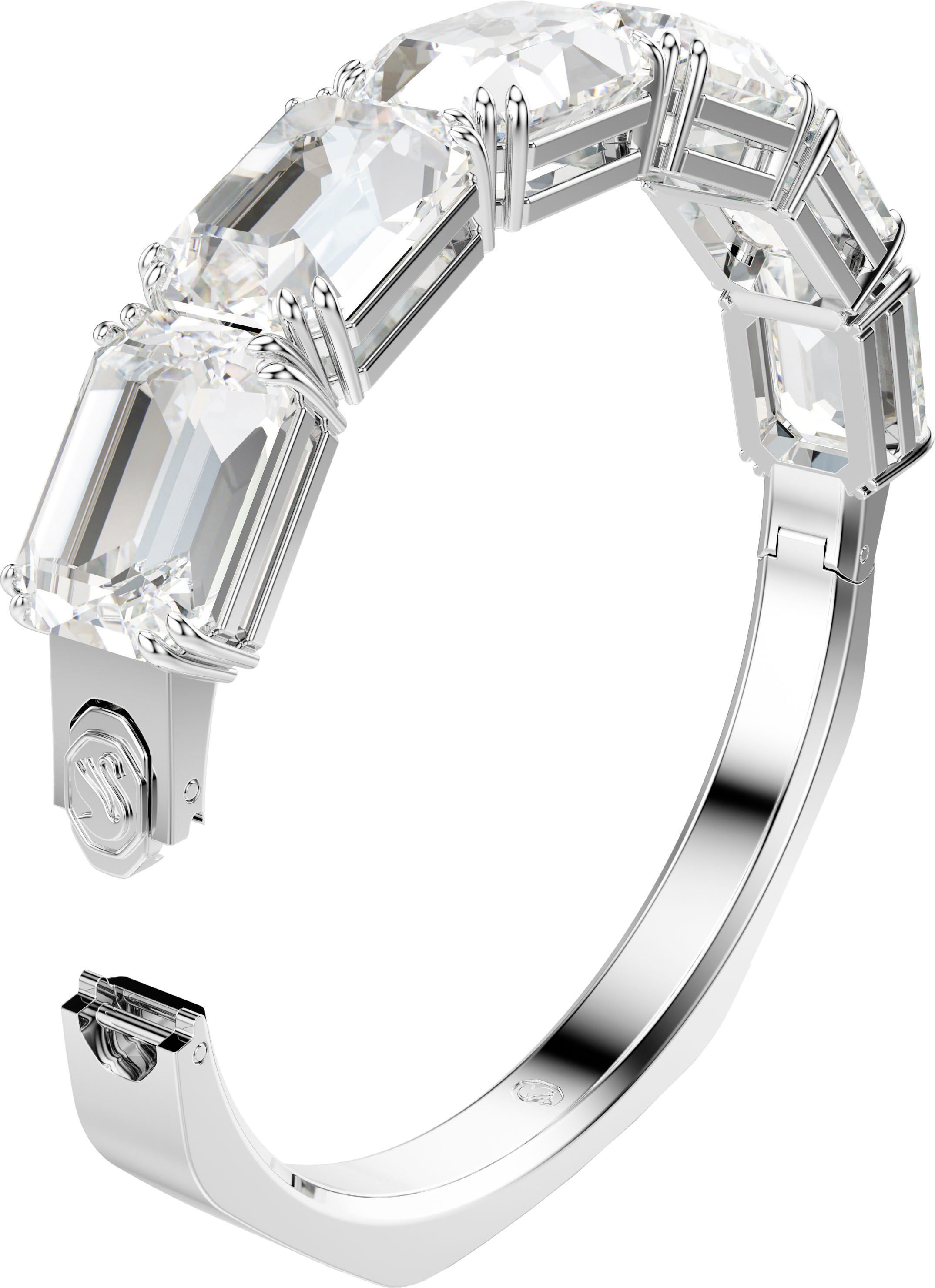 Armreif SWAROVSKI "Schmuck Geschenk Armschmuck Millenia" Gr. M, silber (metallfarben, kristallweiß, kristallweiß), Armbänder, Damen, M, Metall, Armreif, mit Swarovski Kristall 4