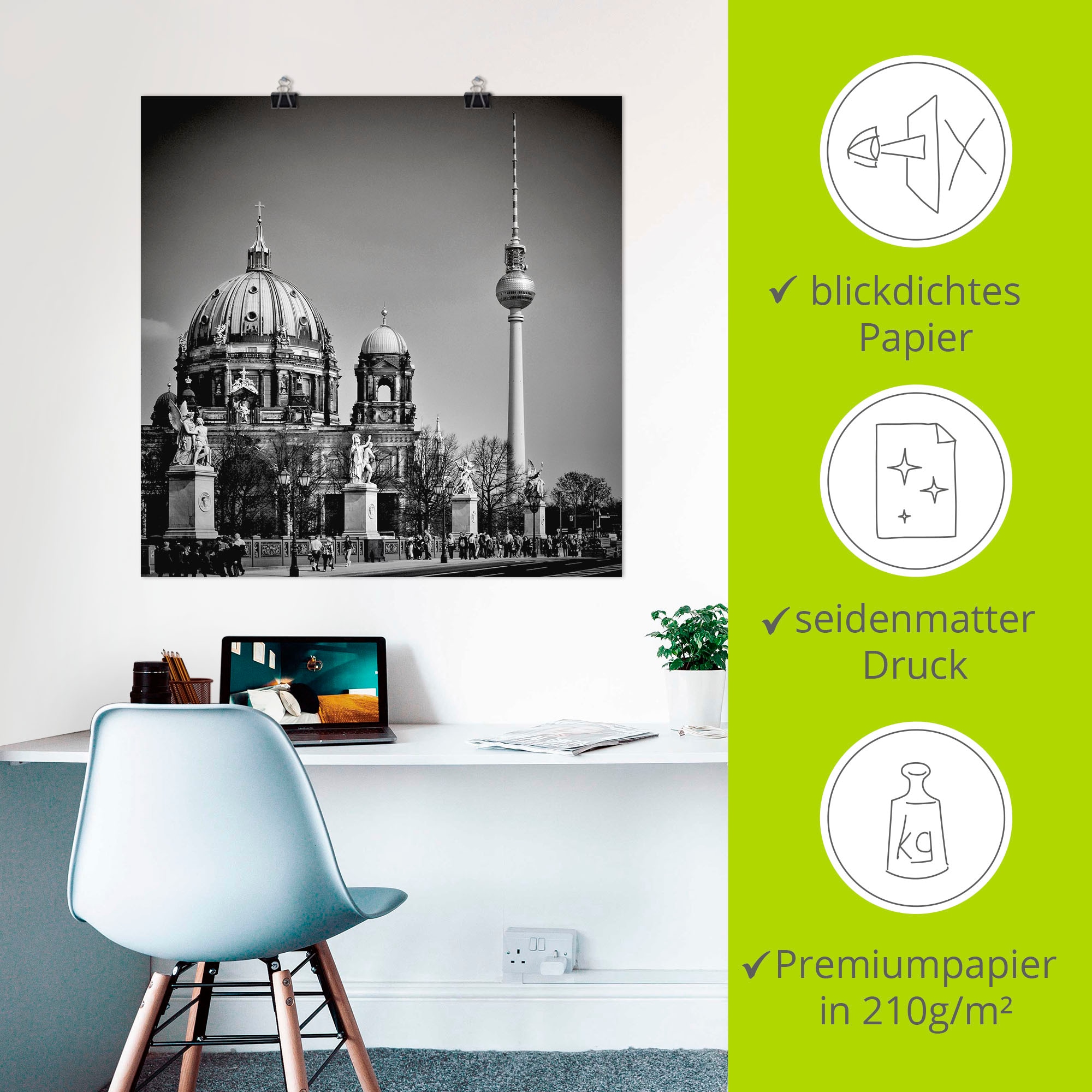 Artland Poster »Berlin Unter den Linden«, Gebäude, (1 St.), als Leinwandbild, Wandaufkleber oder Poster in versch. Größen