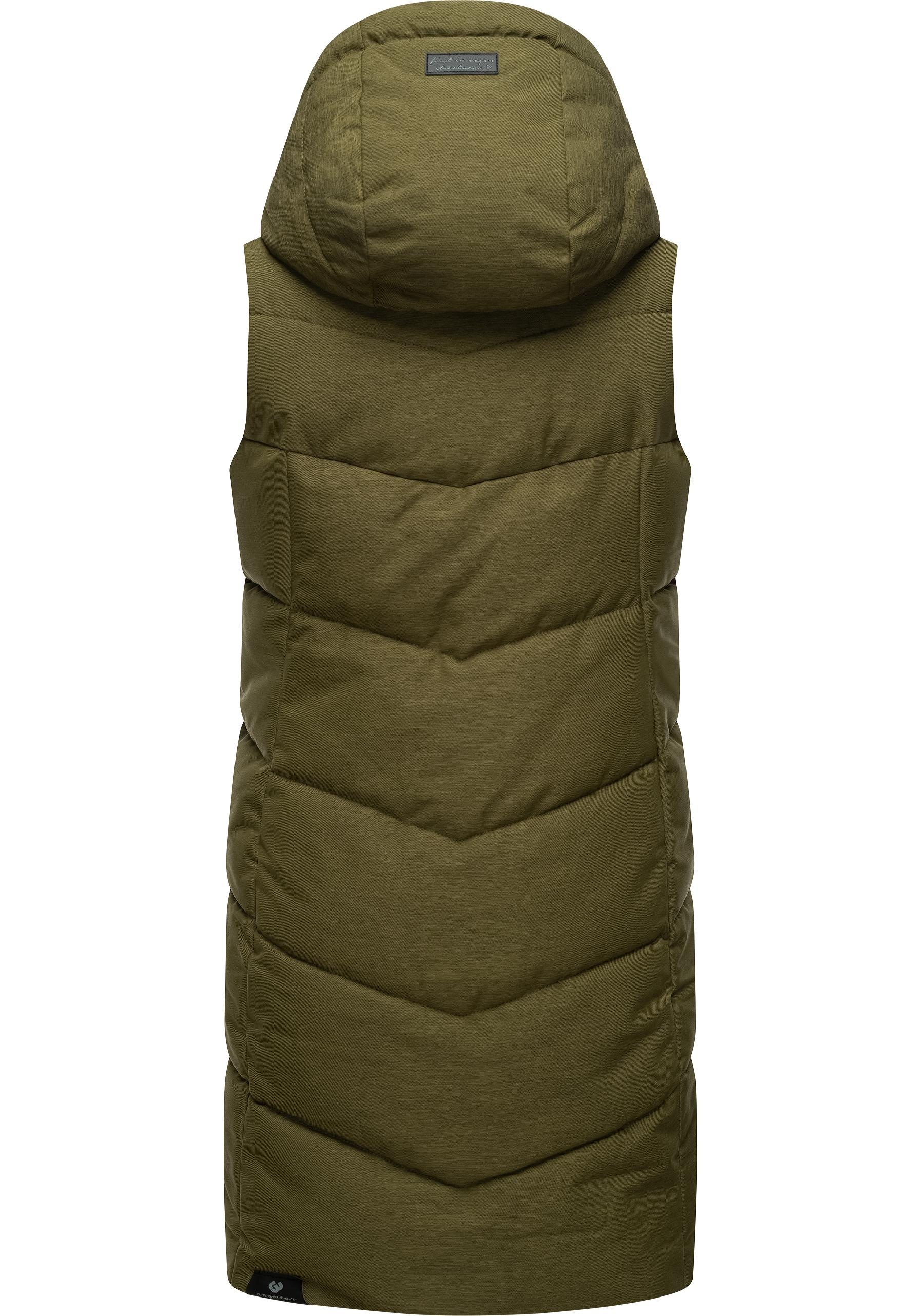 Steppweste RAGWEAR "Pavla Vest", Damen, Gr. XXXL(46), grün (helloliv), Außenmaterial: 100% Polyester; Innenfutter: 100% Polyester; Wattierung: 100% Polyester, figurbetont ca. Mitte Oberschenkel, Westen Steppweste, stylische Winterweste mit Teddyfutter und 2