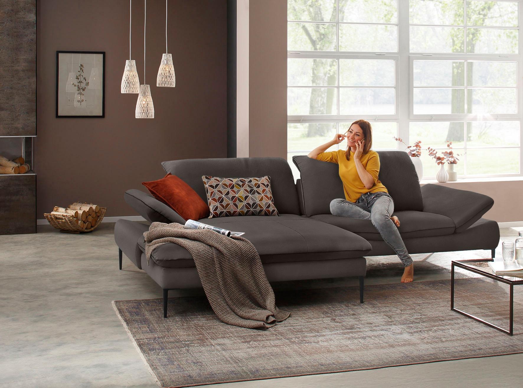W.SCHILLIG Ecksofa »enjoy&MORE, Designsofa, elegant und bequem, L-Form«, Sitztiefenverstellung, Füße schwarz pulverbeschichtet, Breite 294 cm