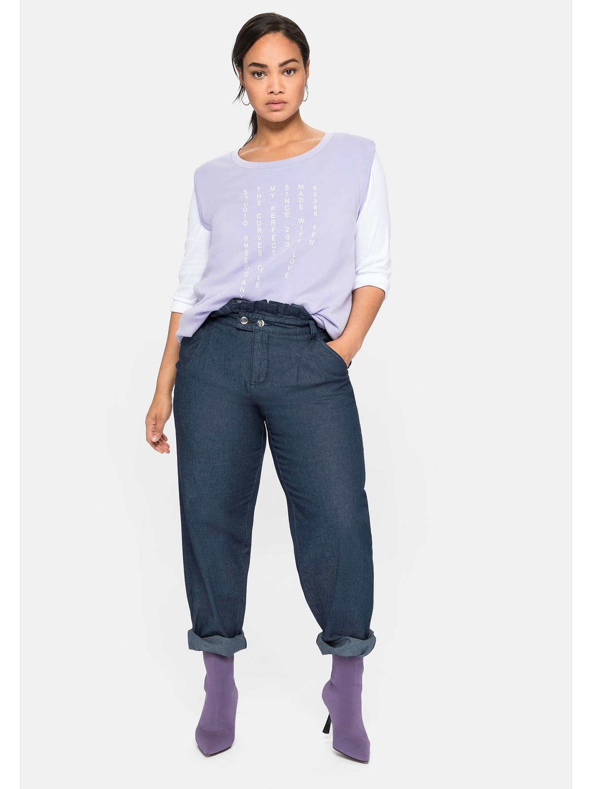 Sheego Rundhalsshirt »Große Größen«, in Pullunder-Optik, mit Frondruck für  bestellen | BAUR | T-Shirts