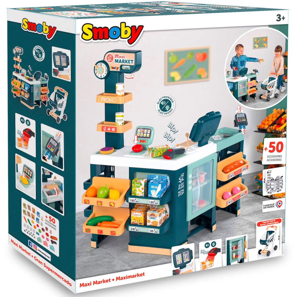 Smoby Kaufladen »Supermarkt Maxi mit Einkaufswagen«, mit Sound- und Lichteffekten; Made in Europe