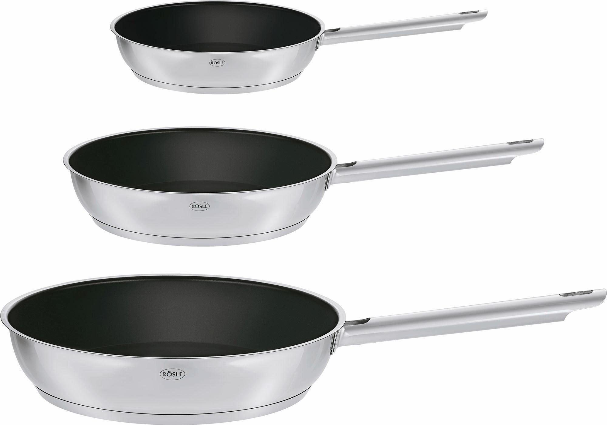 3 Pfannen-Set 20 ProPlex, cm, Induktion | »Elegance«, cm, RÖSLE und Edelstahl tlg.), 28 Ø kaufen (Set, BAUR 24 cm 18/10, mit Antihaftversiegelung