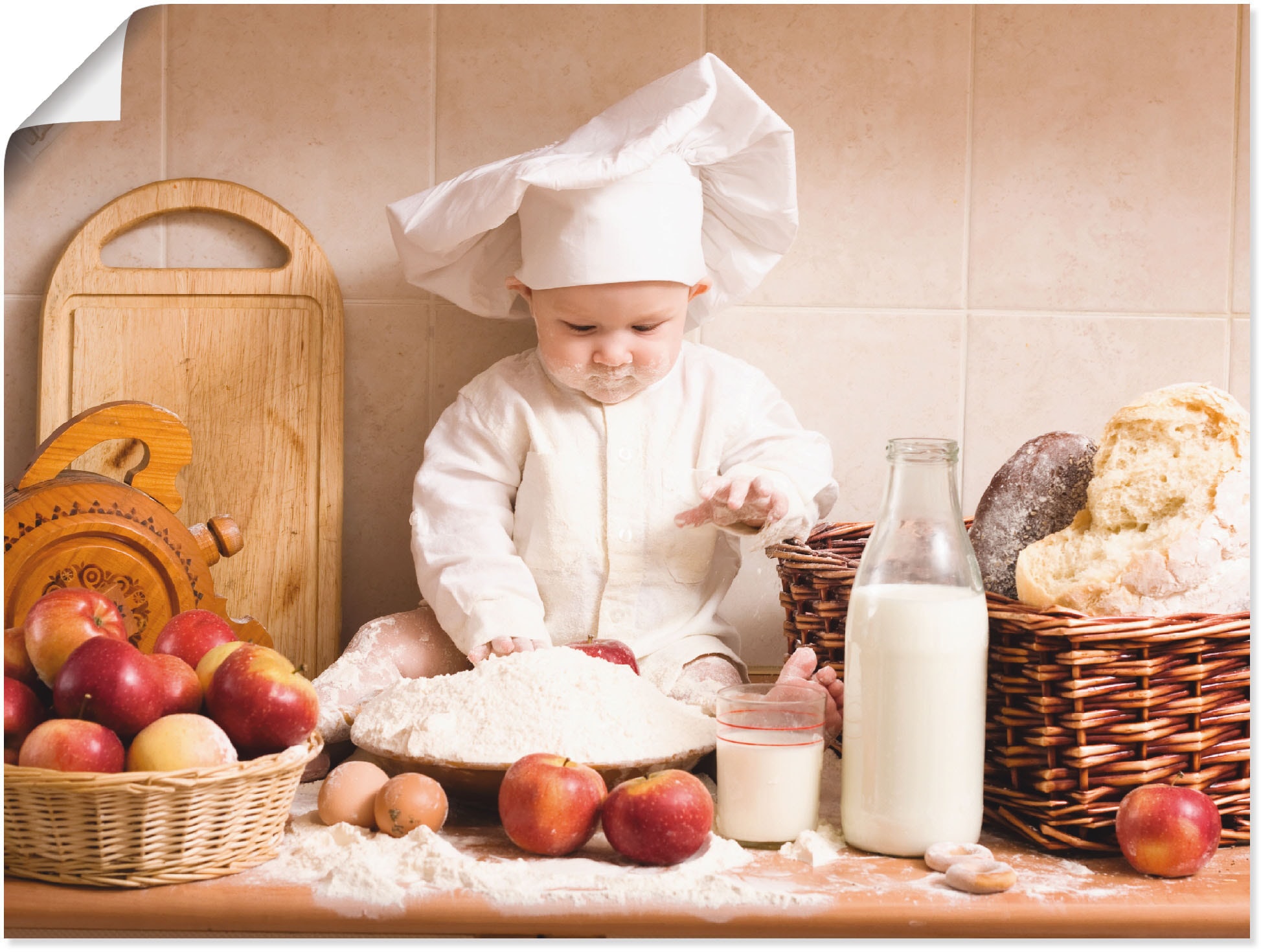 Wandbild »Küche Junge Kind Backen«, Bilder von Kindern, (1 St.), als Alubild,...