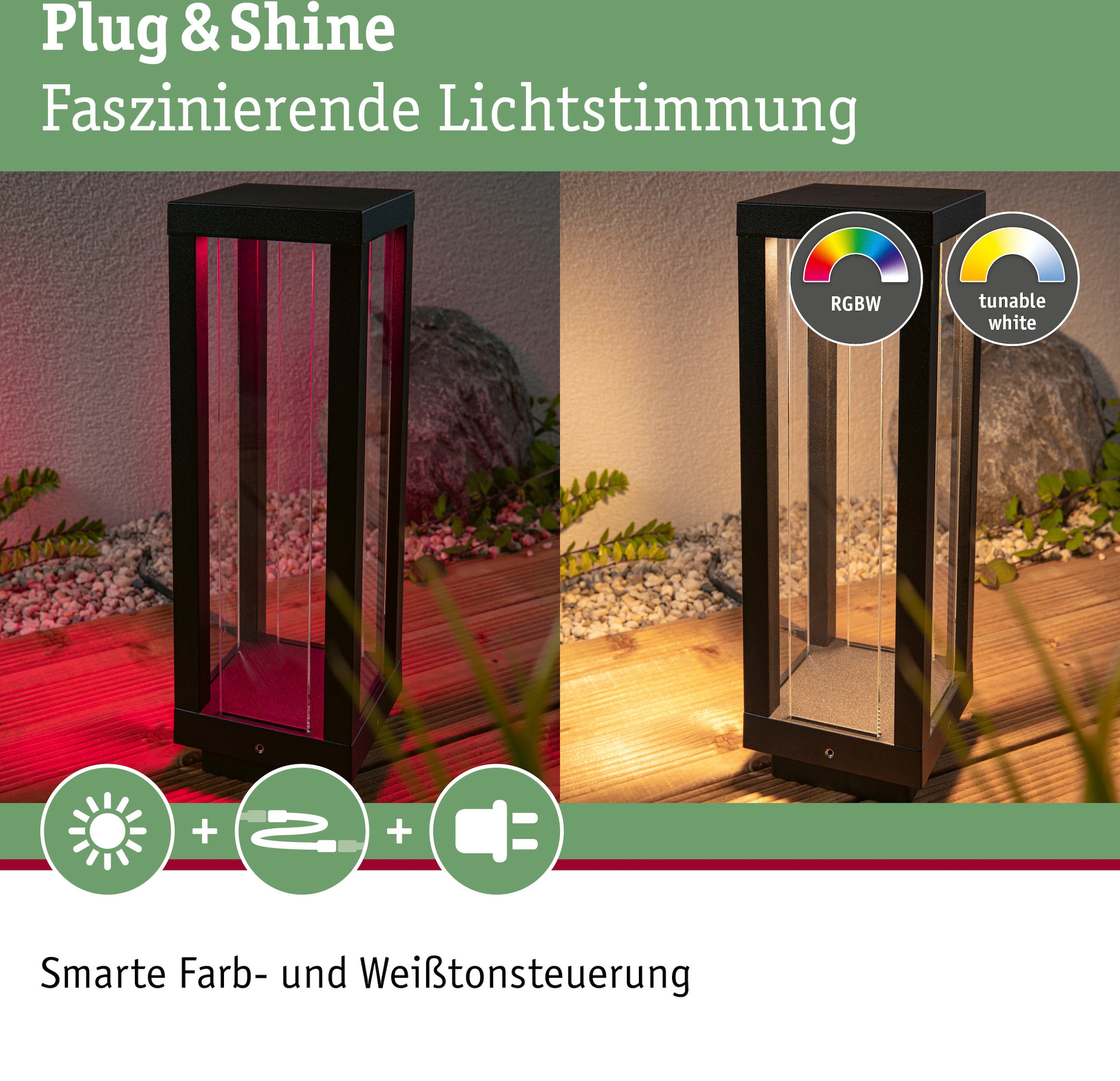 Paulmann LED Gartenleuchte »Outdoor Plug & Shine Classic Lantern 30 ZigBee IP44 RGBW«, 1 flammig-flammig, ZigBee IP44 RGBW