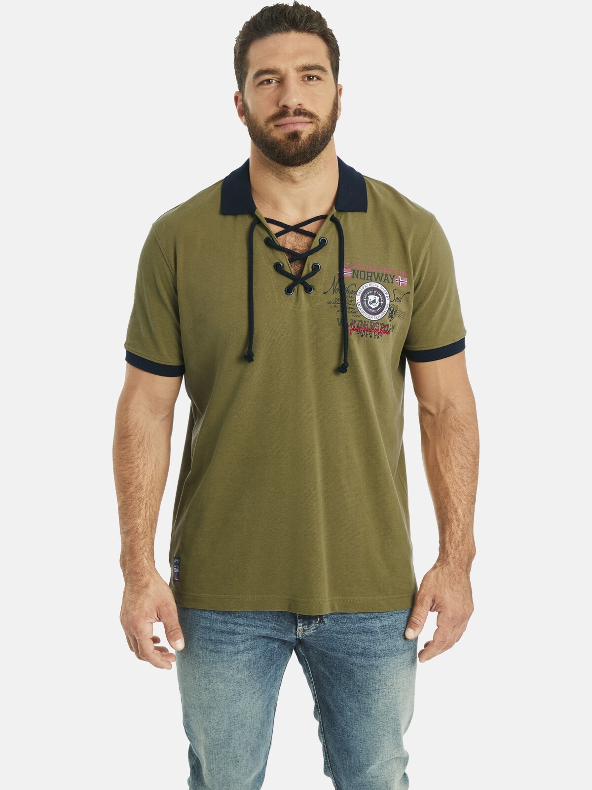 Jan Vanderstorm Poloshirt »Doppelpack Poloshirt ELJAR«, (2 tlg.), mit lässigen Saumschlitzen