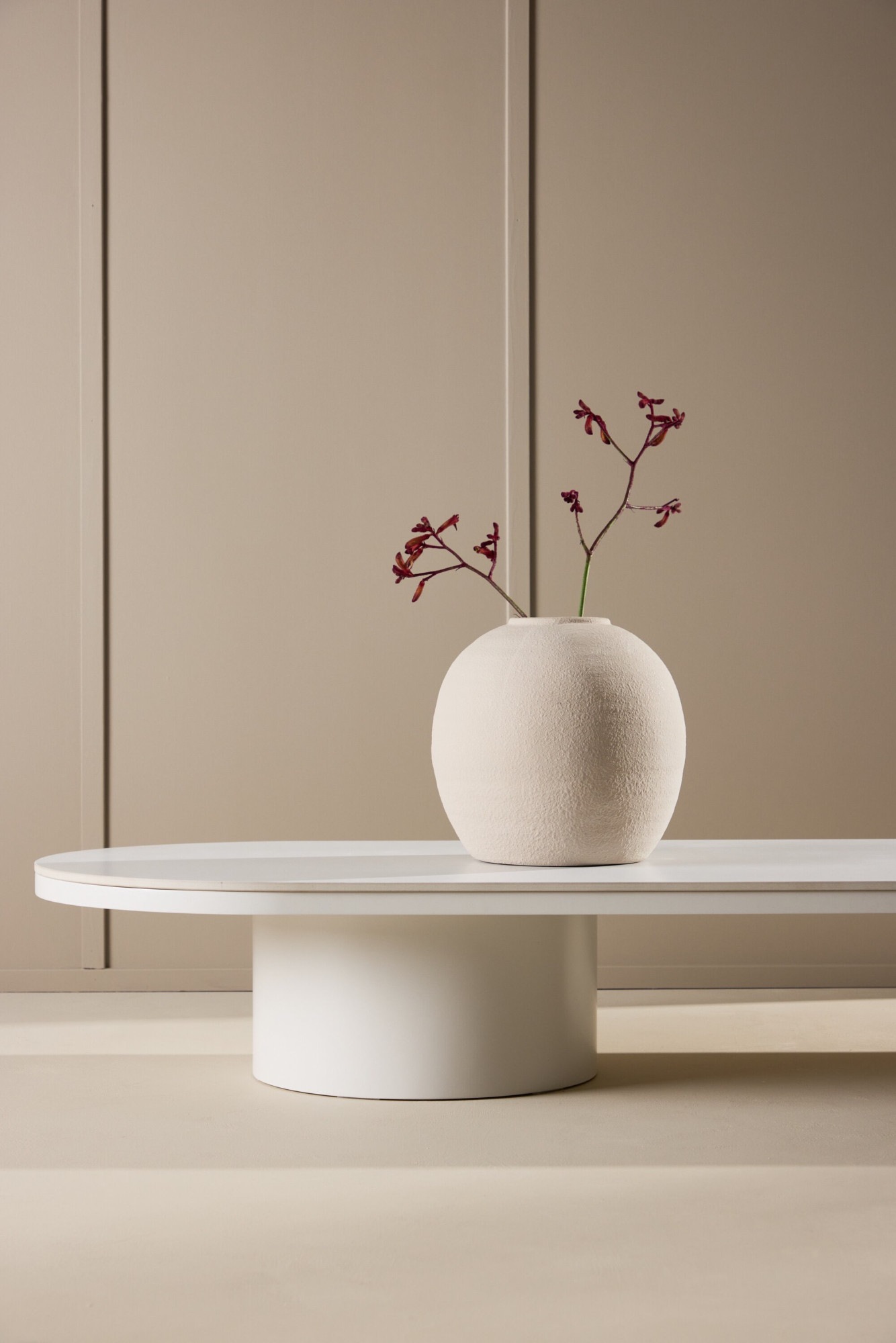 Venture Home Couchtisch »Narvik, ovaler Couchtisch 190 × 60 cm mit Sinterstein-Tischplatte« Sofatisch, MDF, 3D-Papier, sehr niedrig, rundliche Form, geräumig