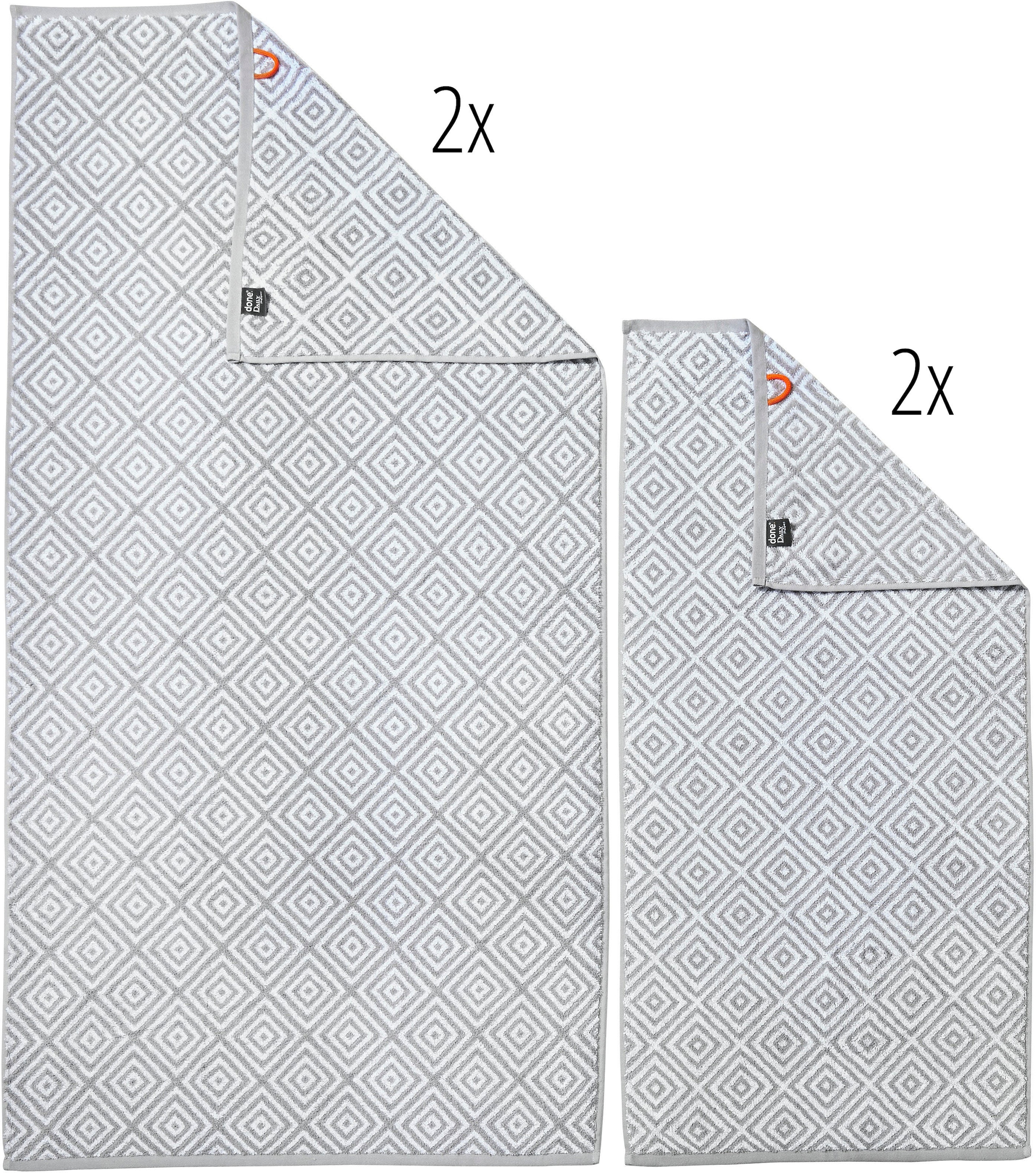 2x Duschtücher, modernes Muster tlg., Shapes Jacquardgewebe, Set, Rauten »Daily 4 Walkfrottier, done.® Diamond«, Set BAUR Jacquard- & Handtücher Handtuch | 2x kaufen