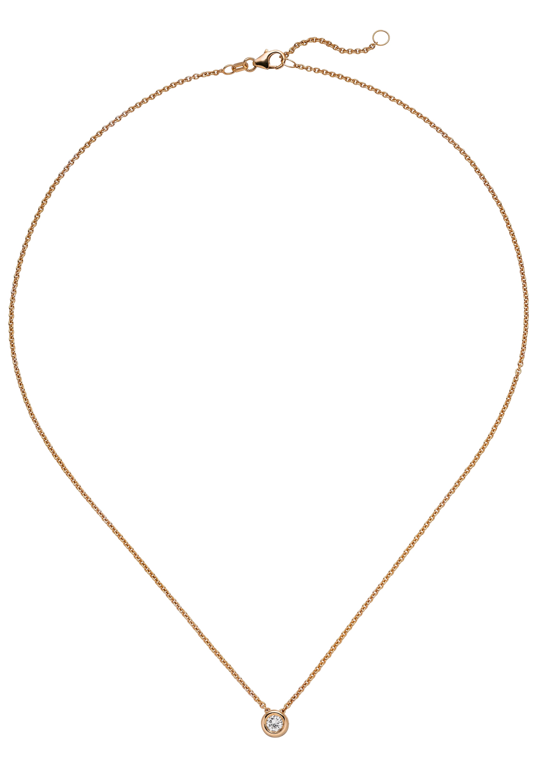 JOBO Kette mit Anhänger »Solitär Diamant Brillant 0,15 ct.« 14 Karat 585 Roségold 45 cm