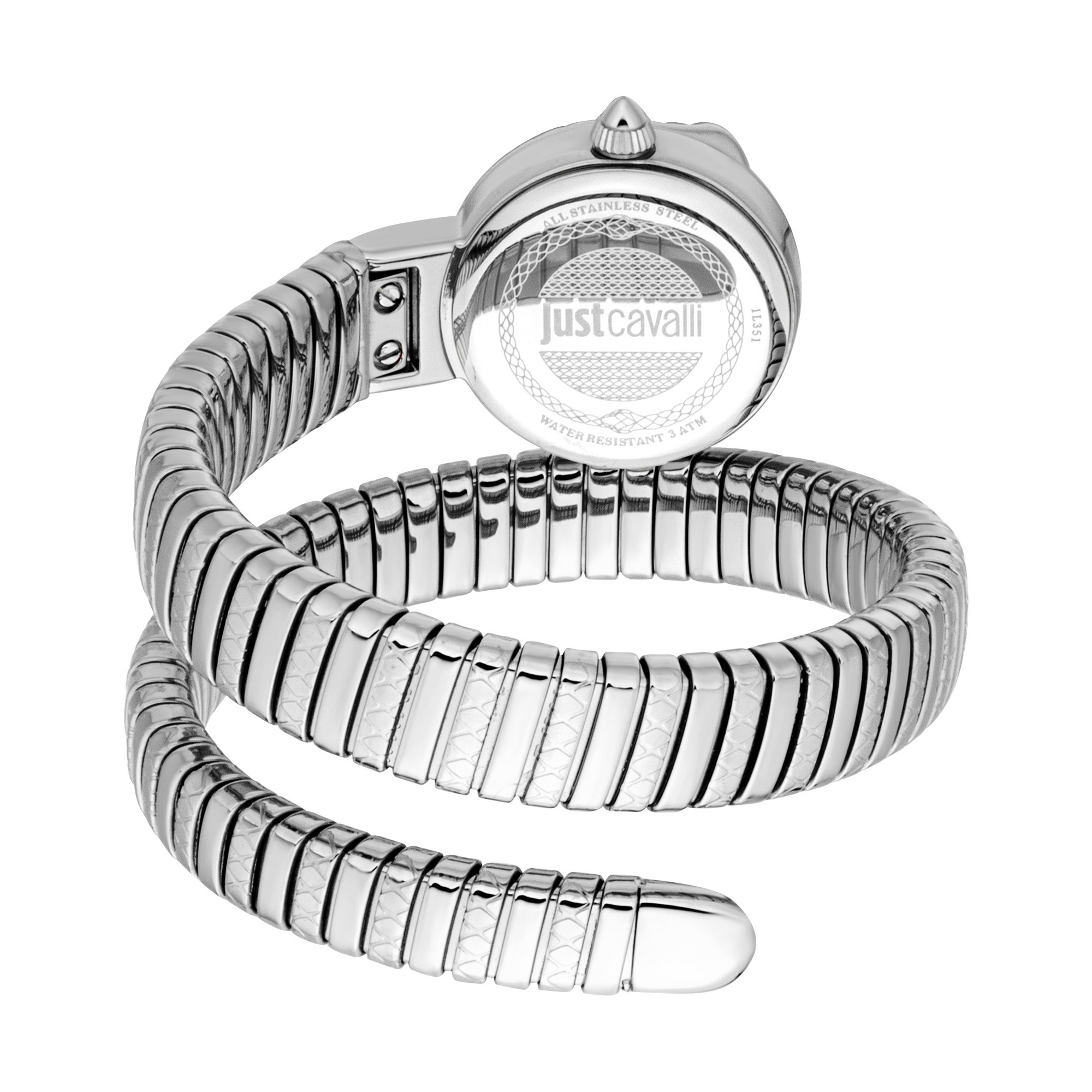 Just Cavalli Time Quarzuhr »Signature Snake« Armbanduhr, Damenuhr, Edelstahlarmband, analog, Kristallsteine