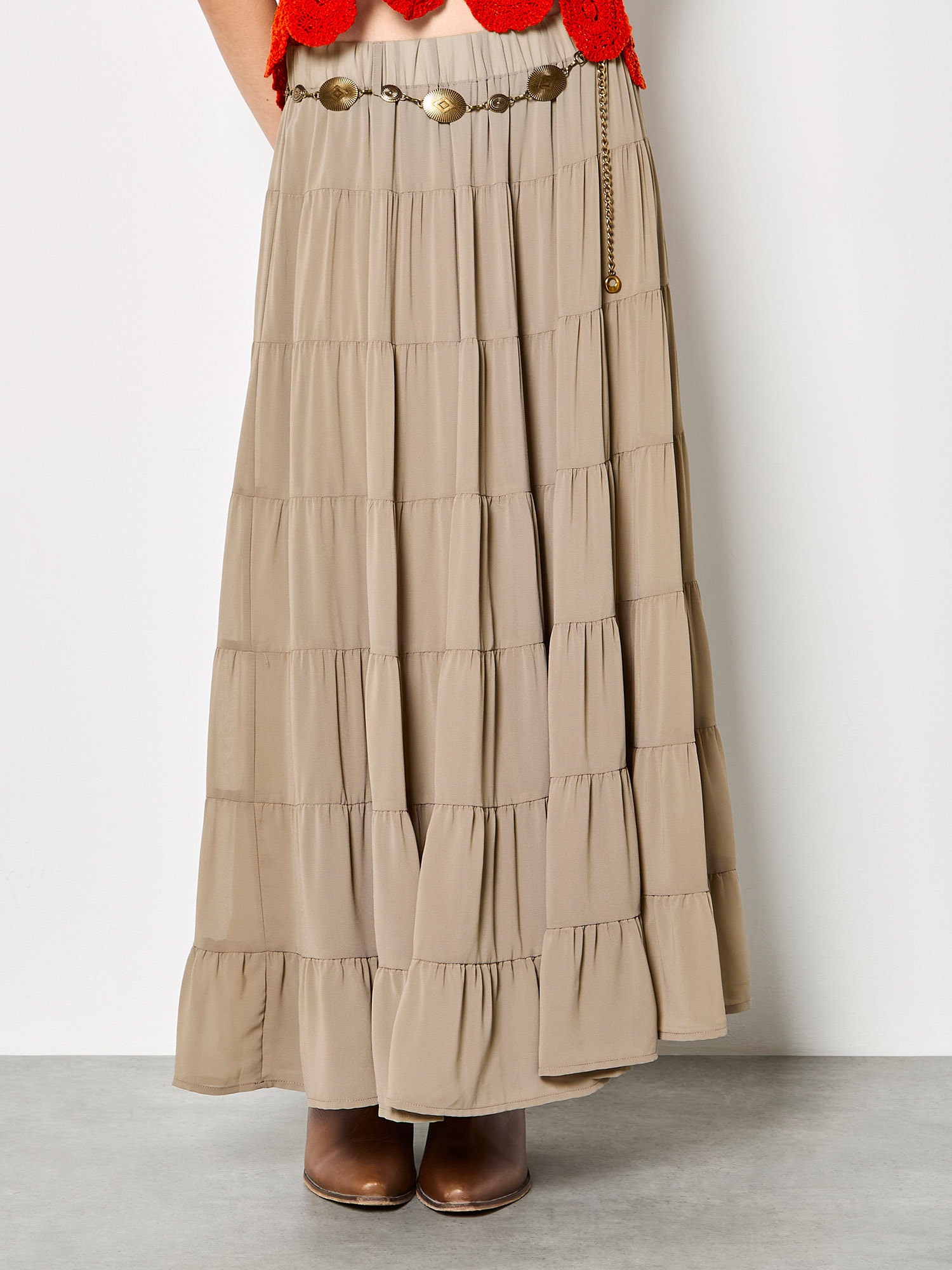 Apricot Maxirock "Chiffon-Maxirock" mit Stufen