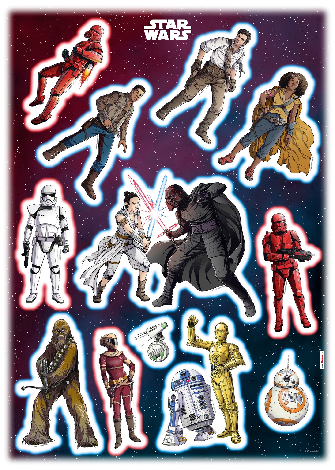 Komar Wandtattoo "Star Wars Heroes Villains - Größe 50 x 70 cm" selbstklebend, Wandsticker, Kinderzimmer