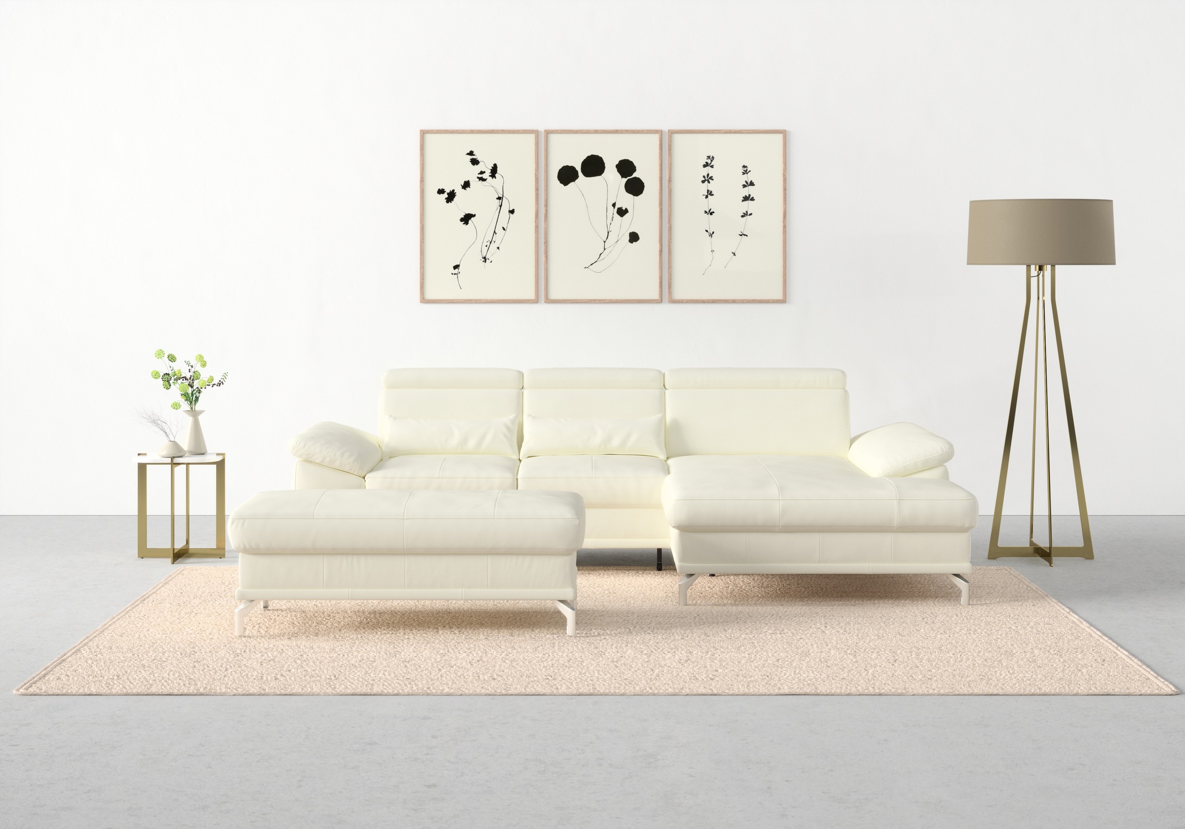 SIT & MORE Cabrio L-Form Corner Sofa Antique White 4