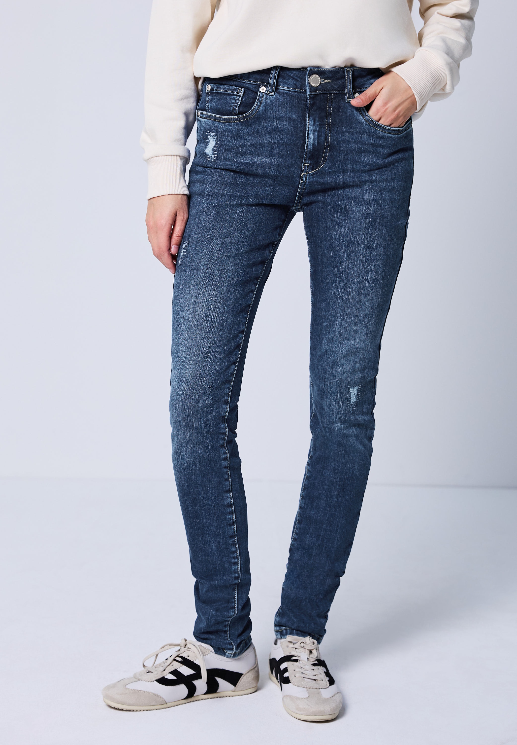 STREET ONE STUDIO Skinny-fit-Jeans in Destroyed-Optik günstig online kaufen