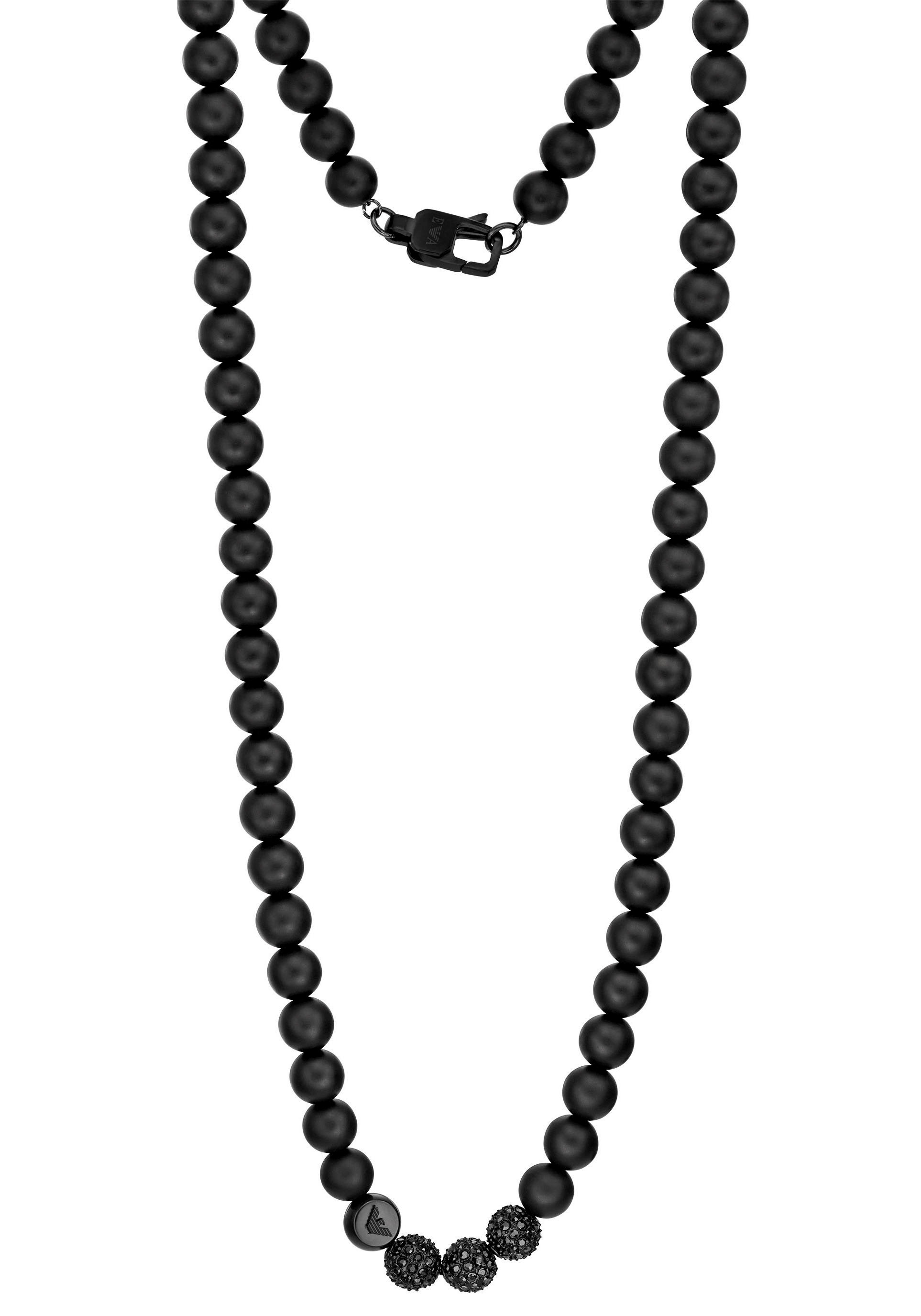Emporio Armani Statementkette »ICONIC TREND, BEADS AND PAVE, EGS3029001«, mit Onyx, Gagat