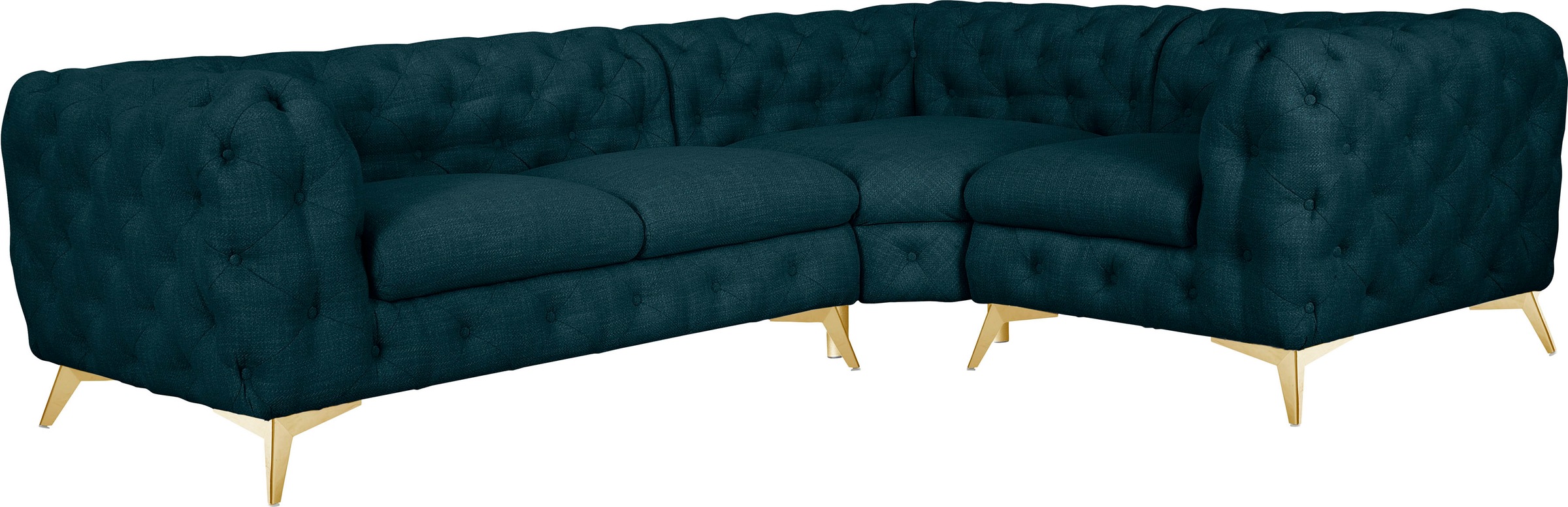 Leonique Chesterfield-Sofa »Ecksofa GLYNIS L-Form mit Wellenunterfederung, Maße B/T/H 264/204/75cm«, aufwändige Knopfheftung, moderne Chesterfield Optik, Fußfarbe wählbar