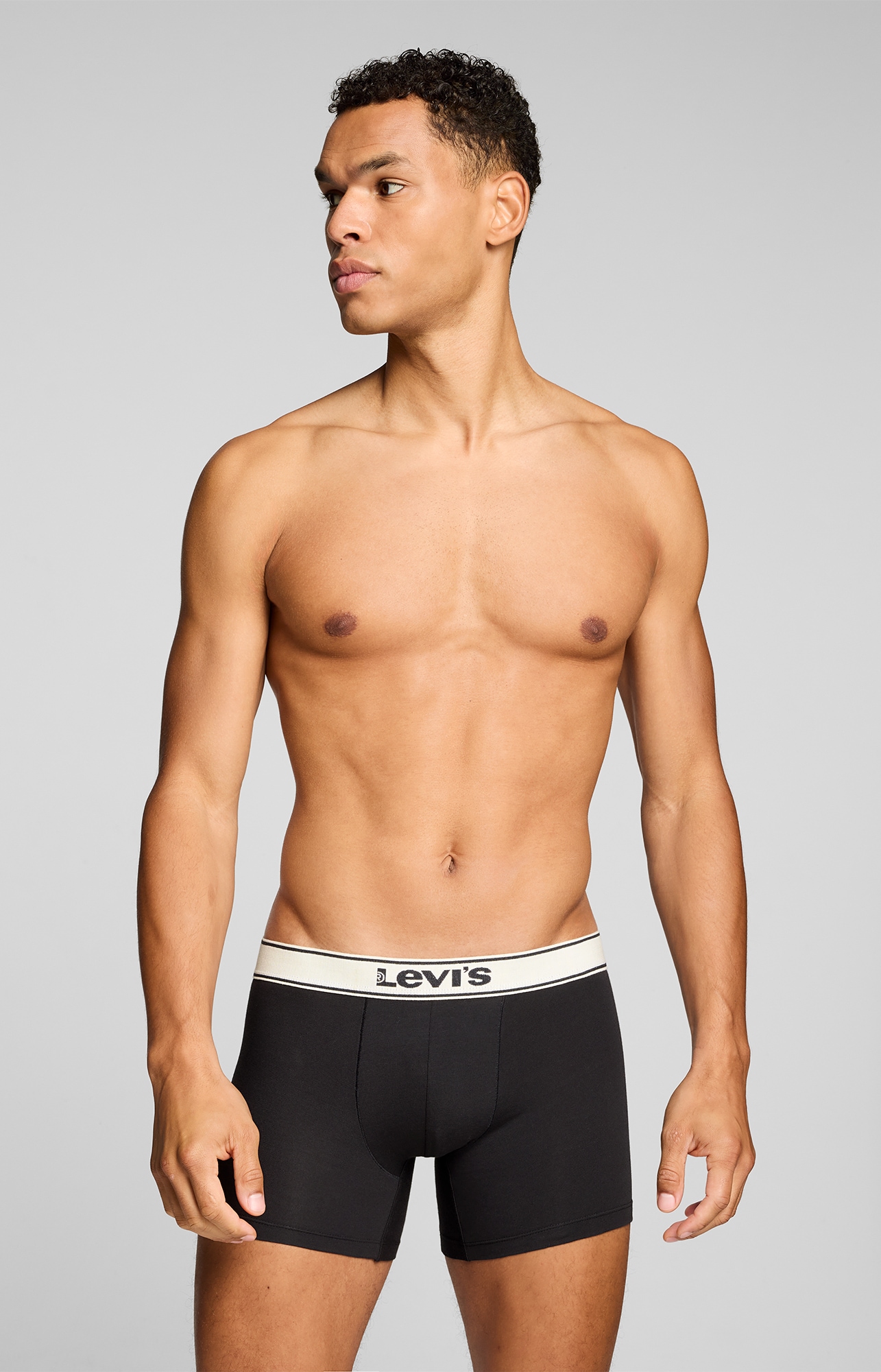 Levi's® Boxer »LEVIS MEN VNTG HTR BOXER BRIEF 2P« 2er Pack,  ohne Eingriff, uni, meliert, Logo-Bund, elastisch