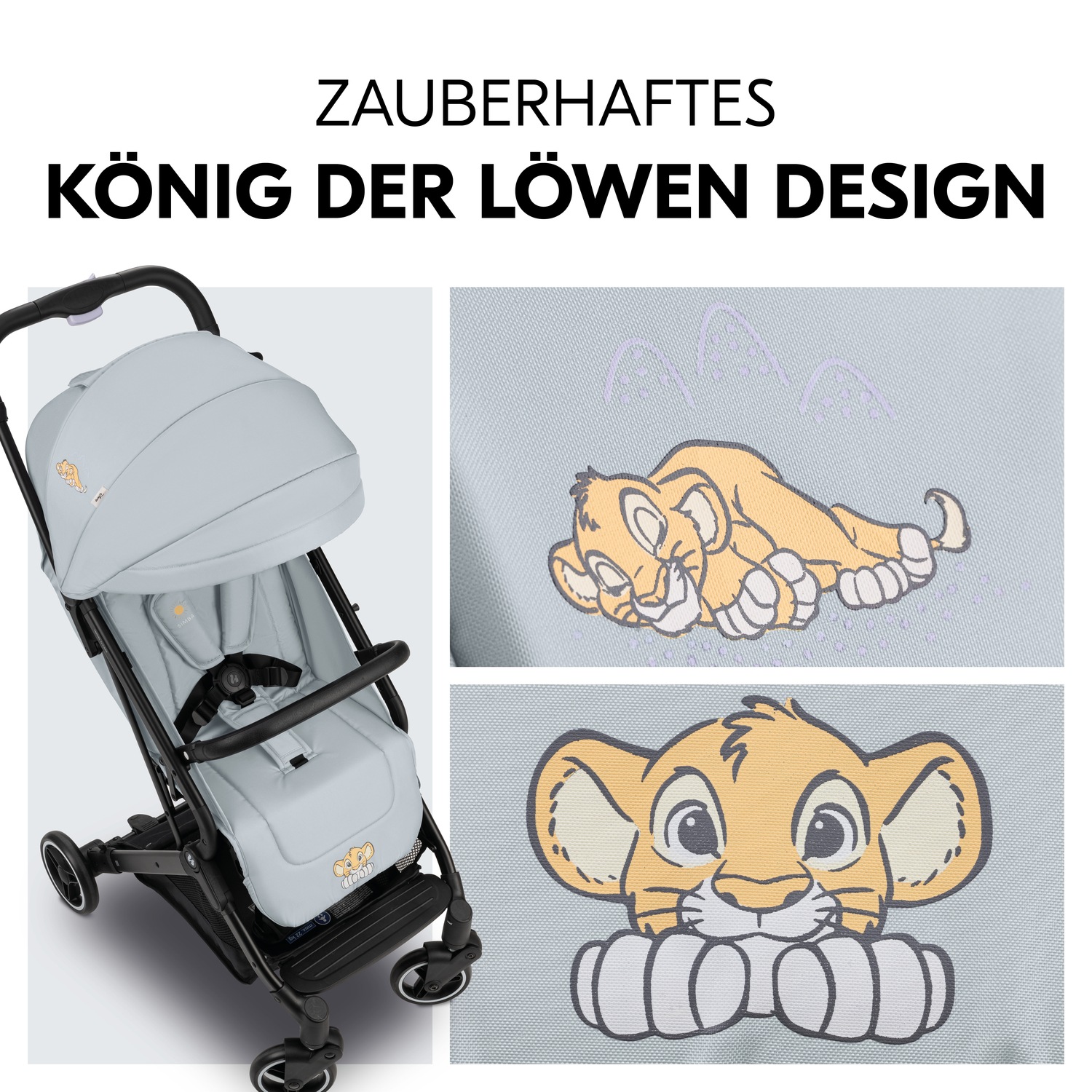Hauck Kinder-Buggy »Travel N Care, Simba grey«, 25 kg, leicht; bis 22 kg belastbar; inkl. Schulter-Tragegrut