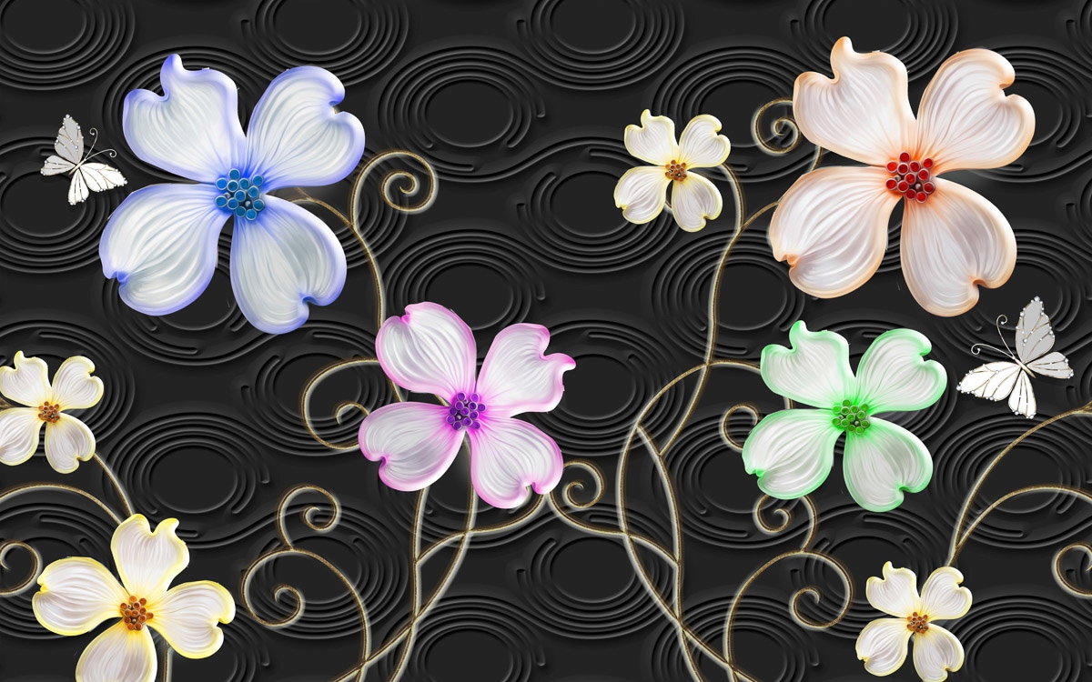 Papermoon Fototapete "Muster mit Blumen"