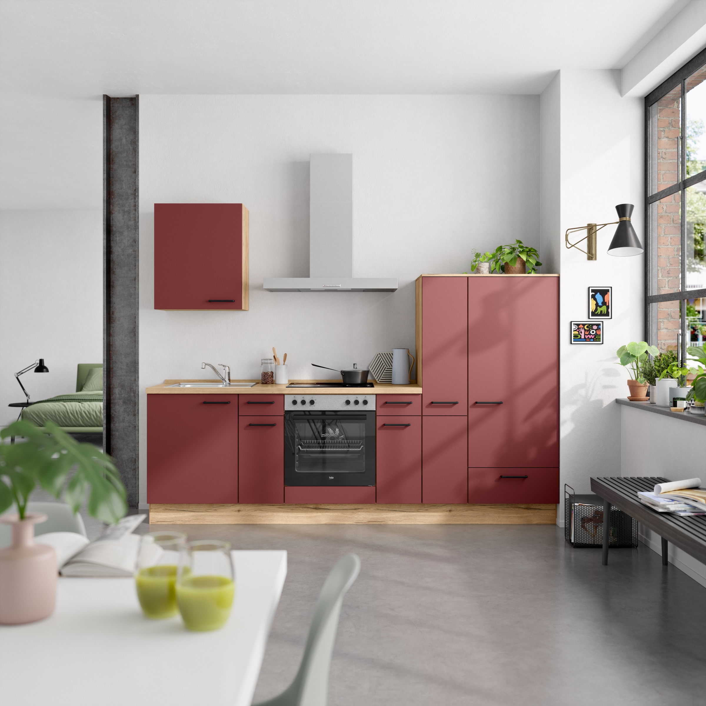 nobilia® Küchenzeile »"Easytouch I"« vormontiert, Ausrichtung wählbar, Breite 270 cm, wahlw. mit E-Geräten