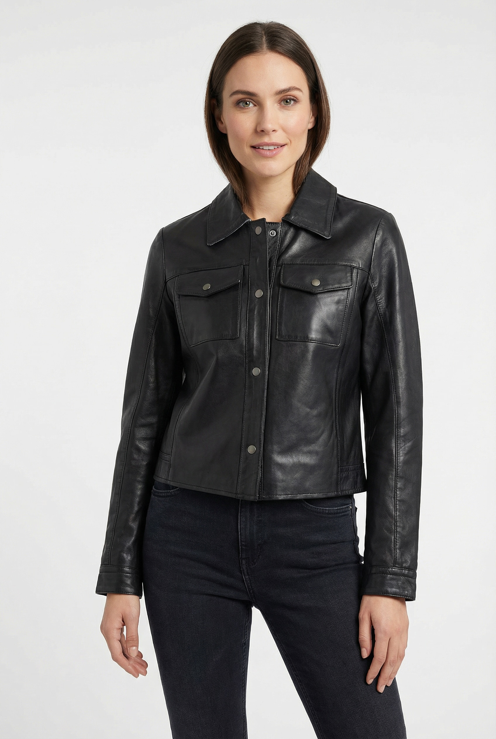 Mauritius Lederjacke "MWFeodora" Hemdjacke mit Umlegekragen günstig online kaufen