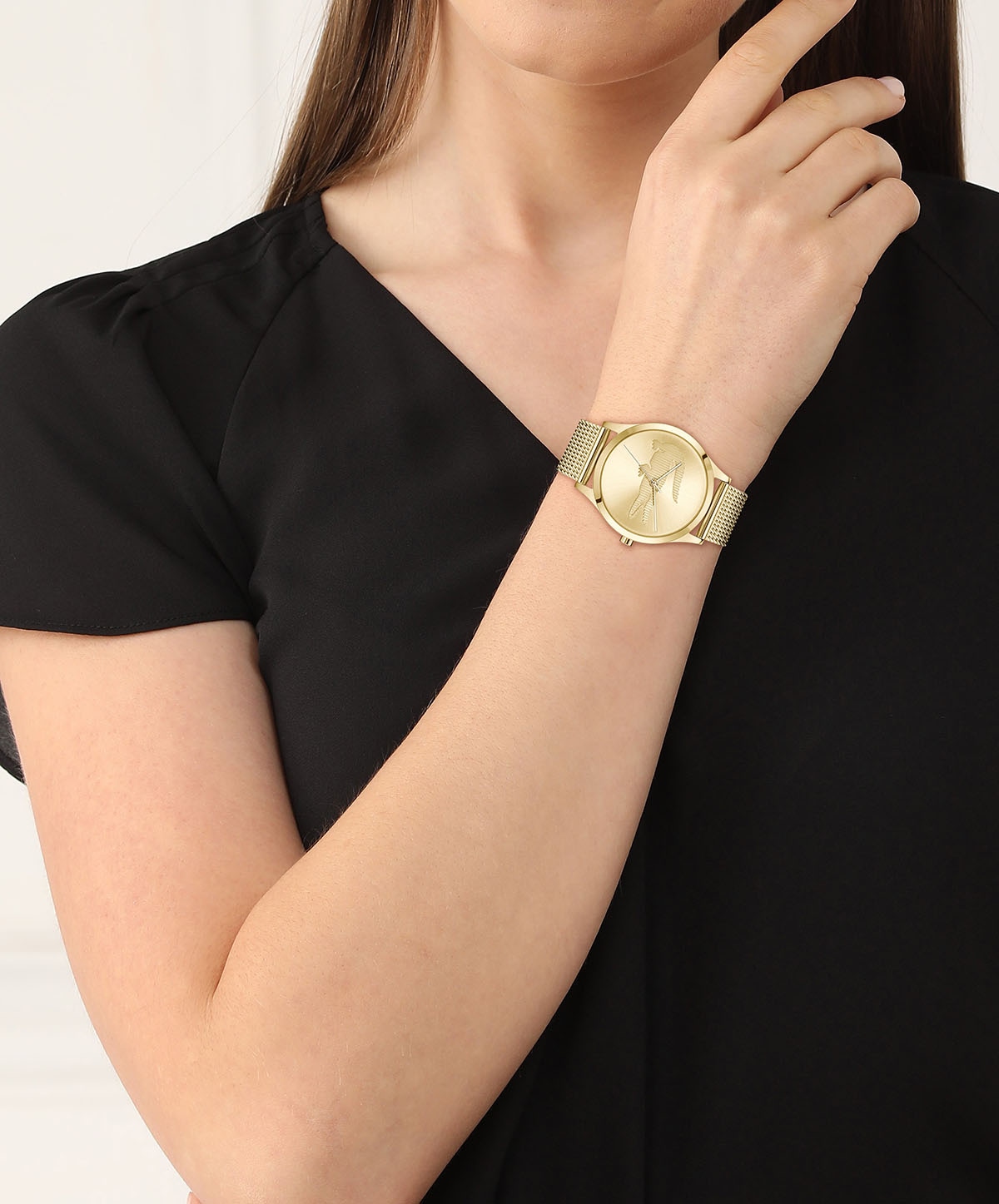 Lacoste Quarzuhr »CROCODELLE«, Armbanduhr, Damenuhr, Edelstahlarmband, analog