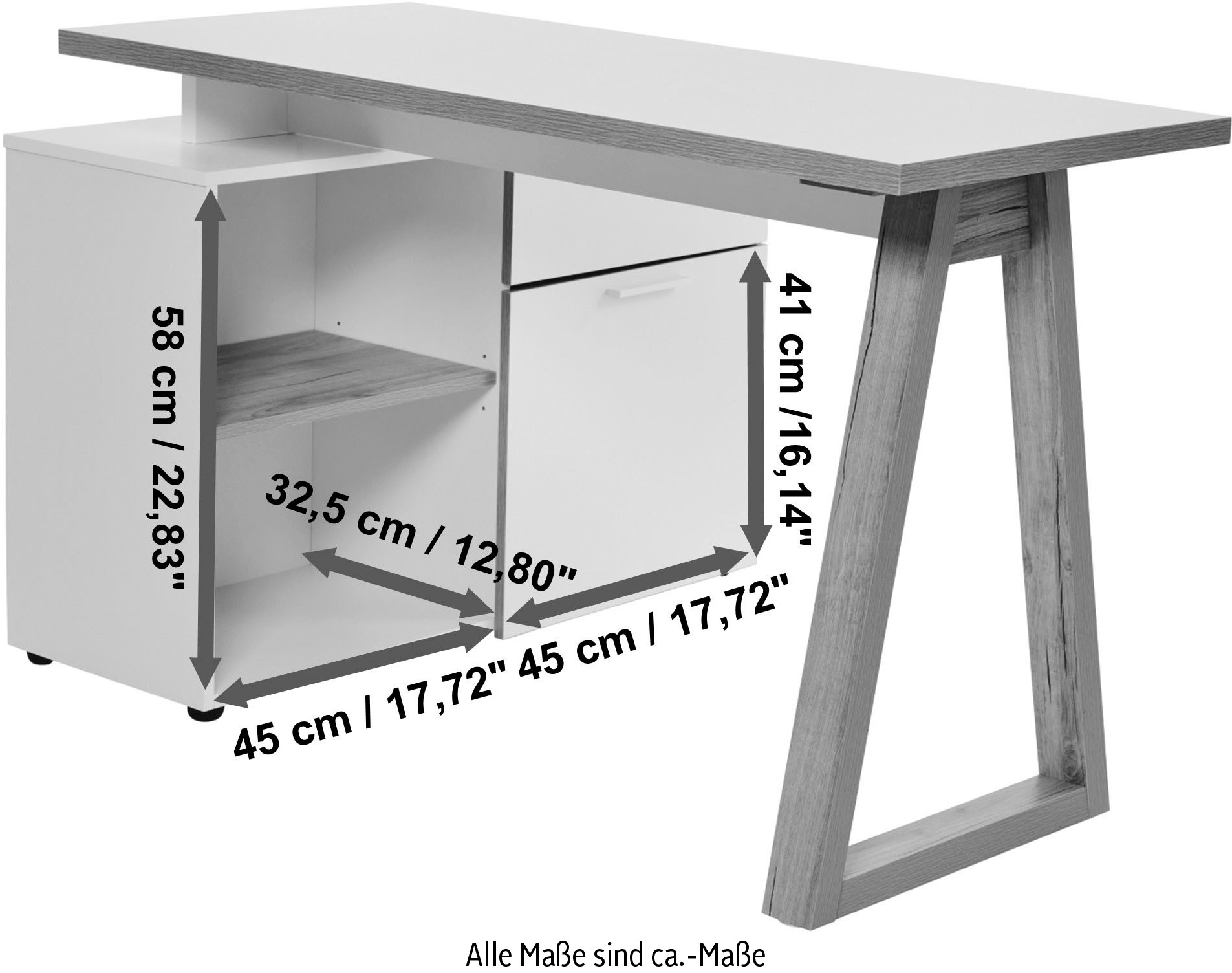 Jahnke Eckschreibtisch »CLUB C 130 E«, Eckschreibtisch, wechselseitig montierbar, Breite 130 cm