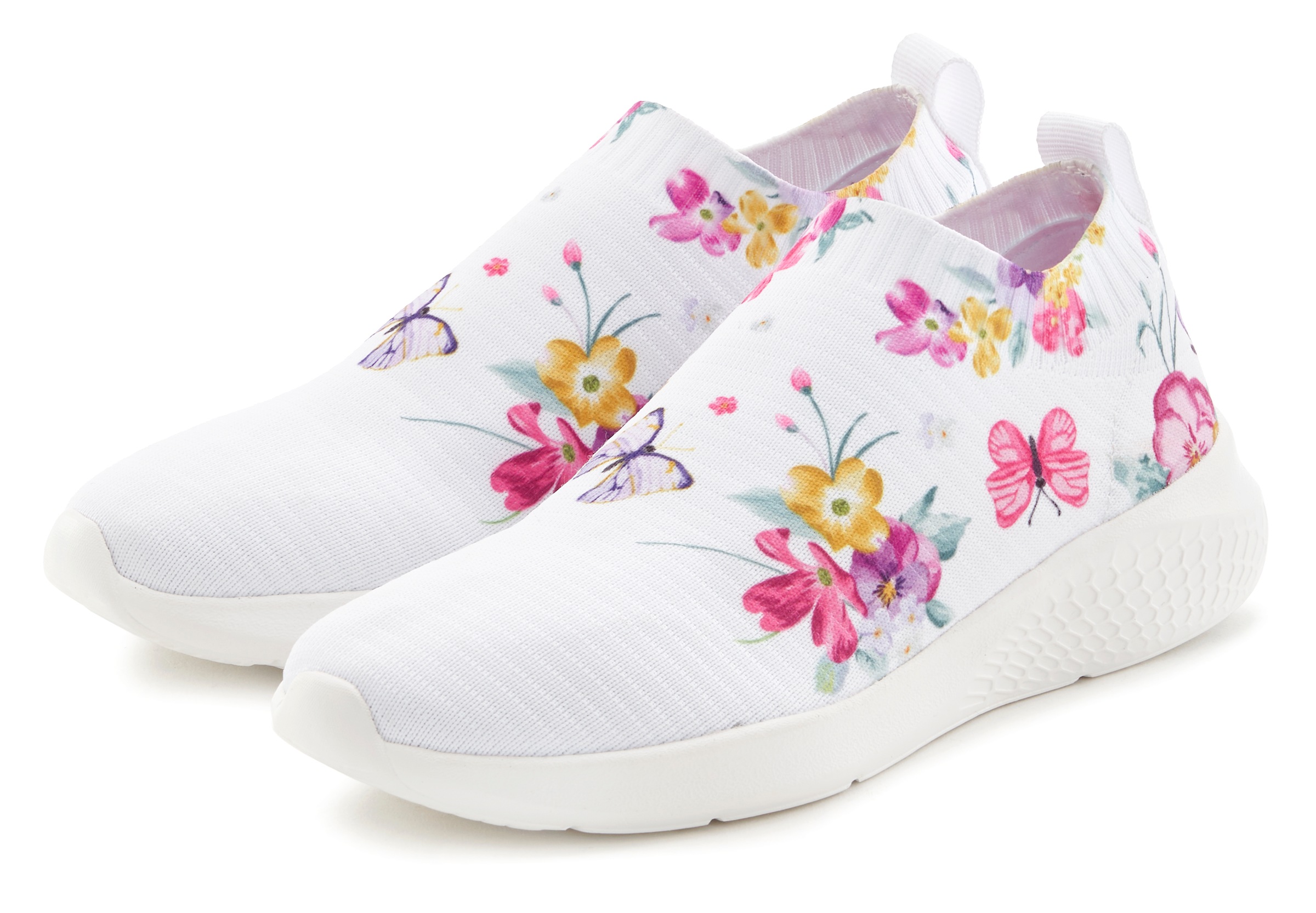Sneaker »Freizeitschuh, Halbschuh«, mit floralem Muster & Schmetterlingsdetails VEGAN