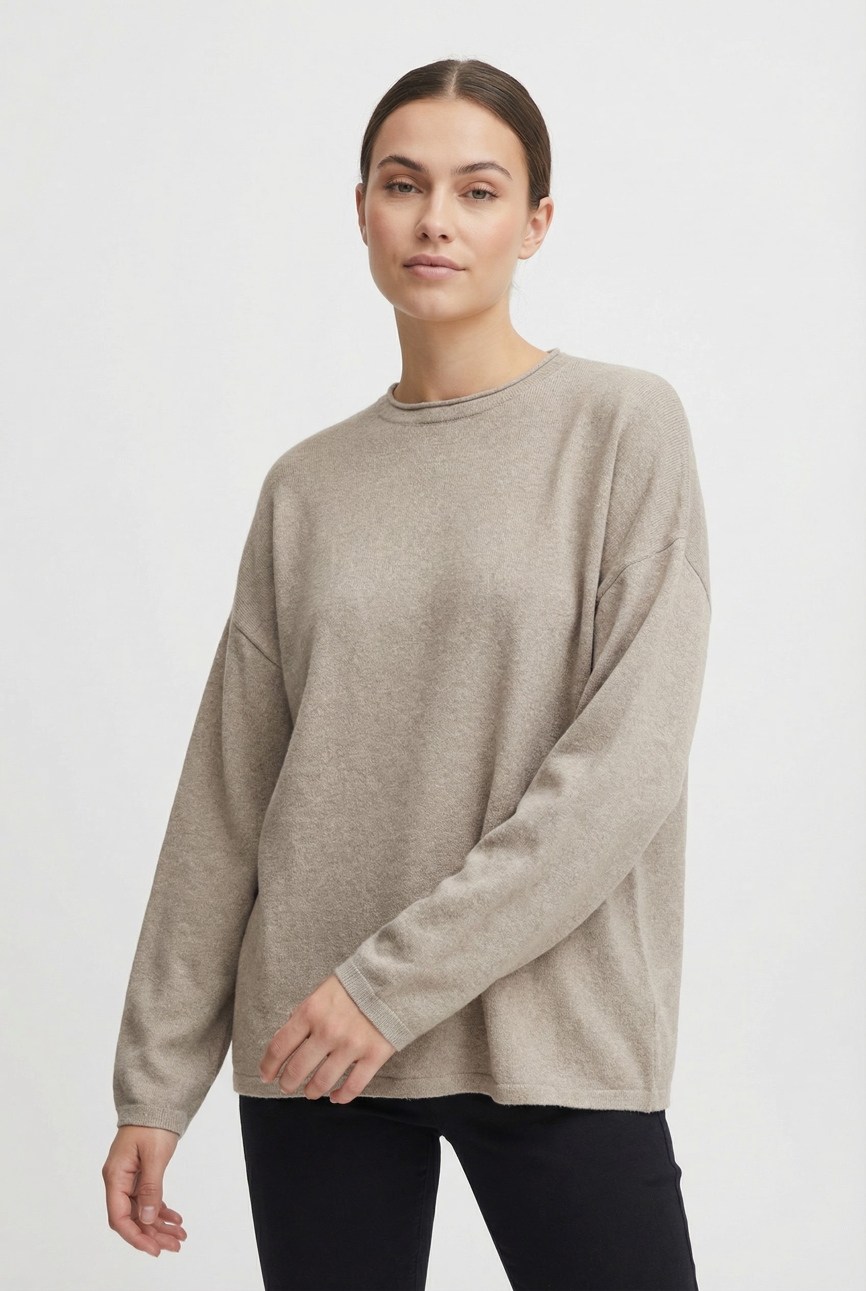 ONLY Strickpullover "ONLLOYAL AMALIO LIFE LS O-NECK KNT NOOS" Materialmix