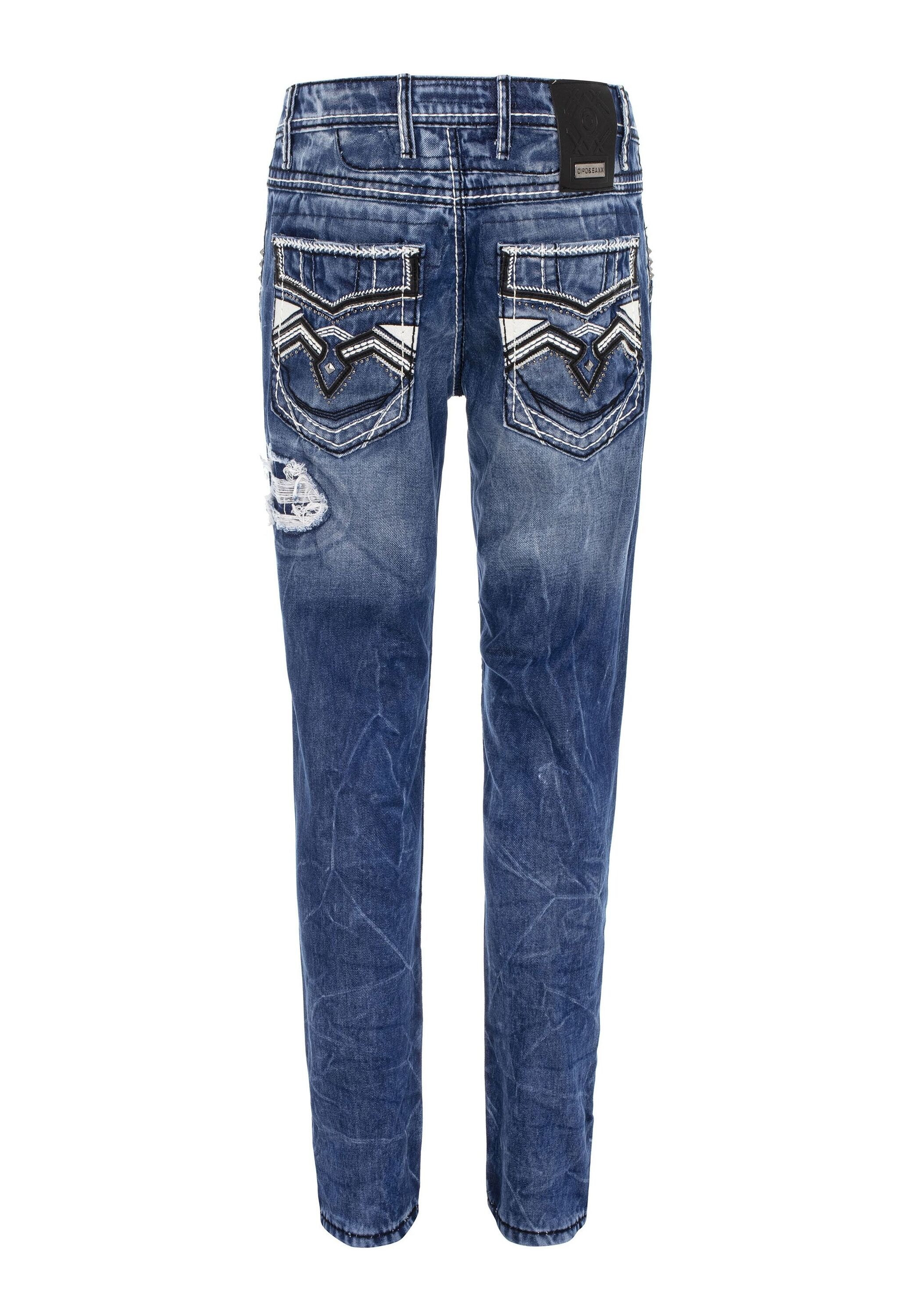 Cipo & Baxx Straight-Jeans »Cipo & Baxx Jeans DENIM« bequeme Jeans im angesagten Destroyed-Look, CD644