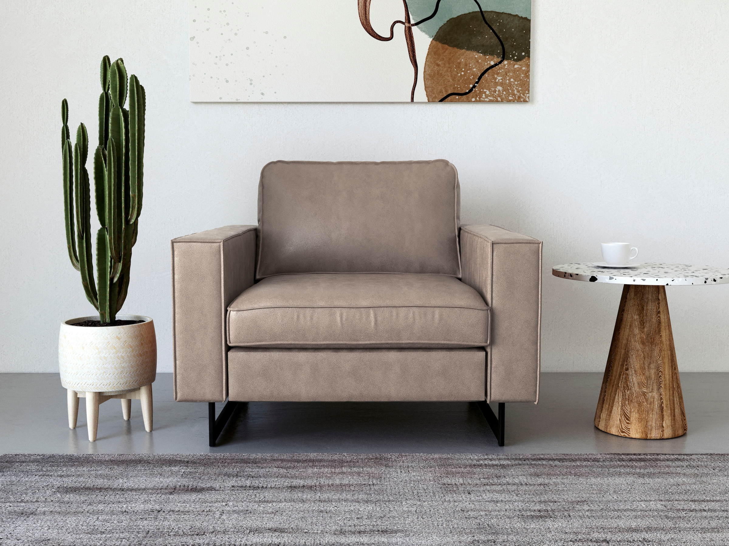 Places of Style Loveseat "Pinto 105 cm, Cord, Chenille, Lederoptik", mit Ke günstig online kaufen